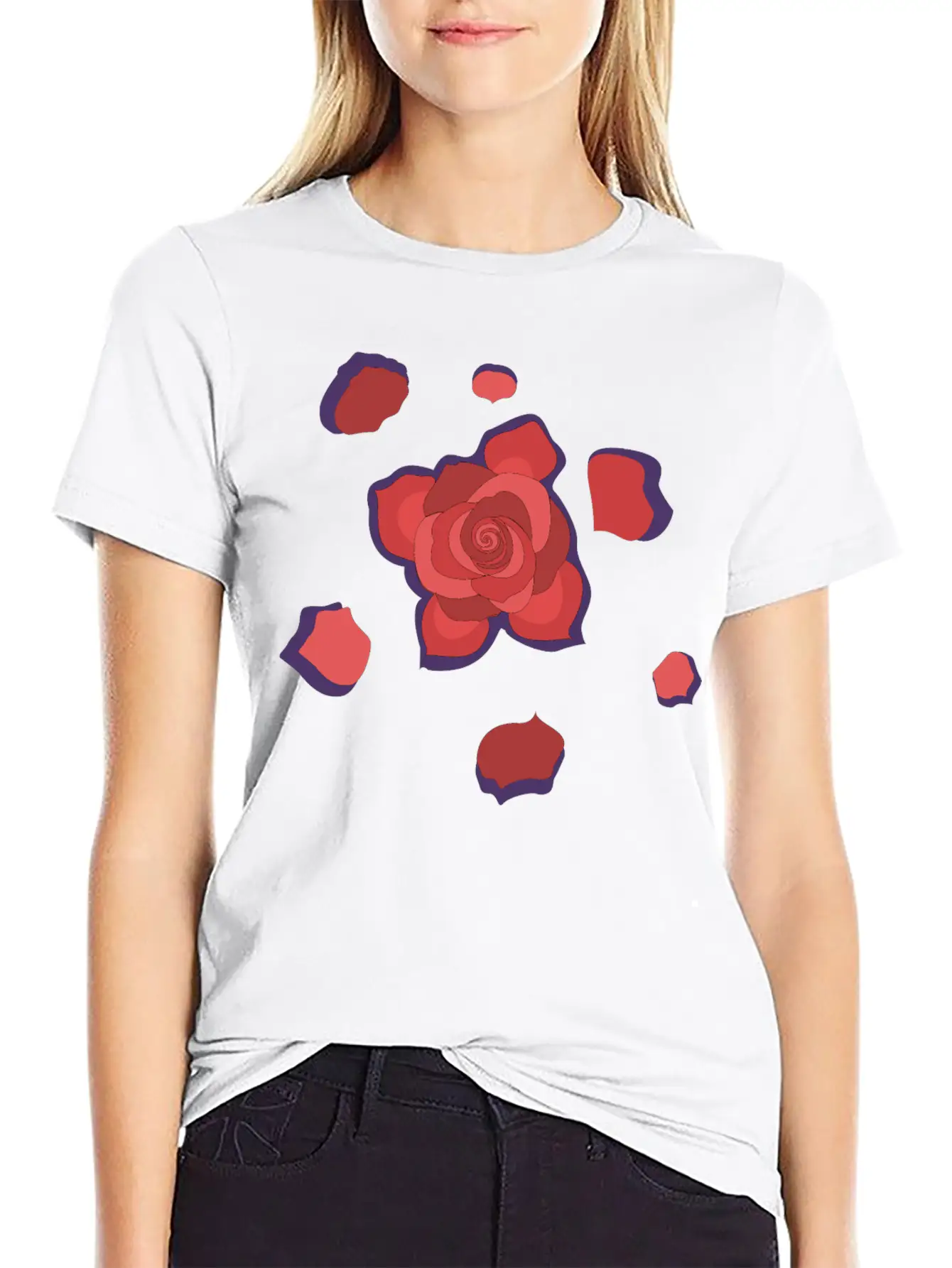 Unique Rose Essential Cotton Tee For Daily Outfits ¨C Unisex Style