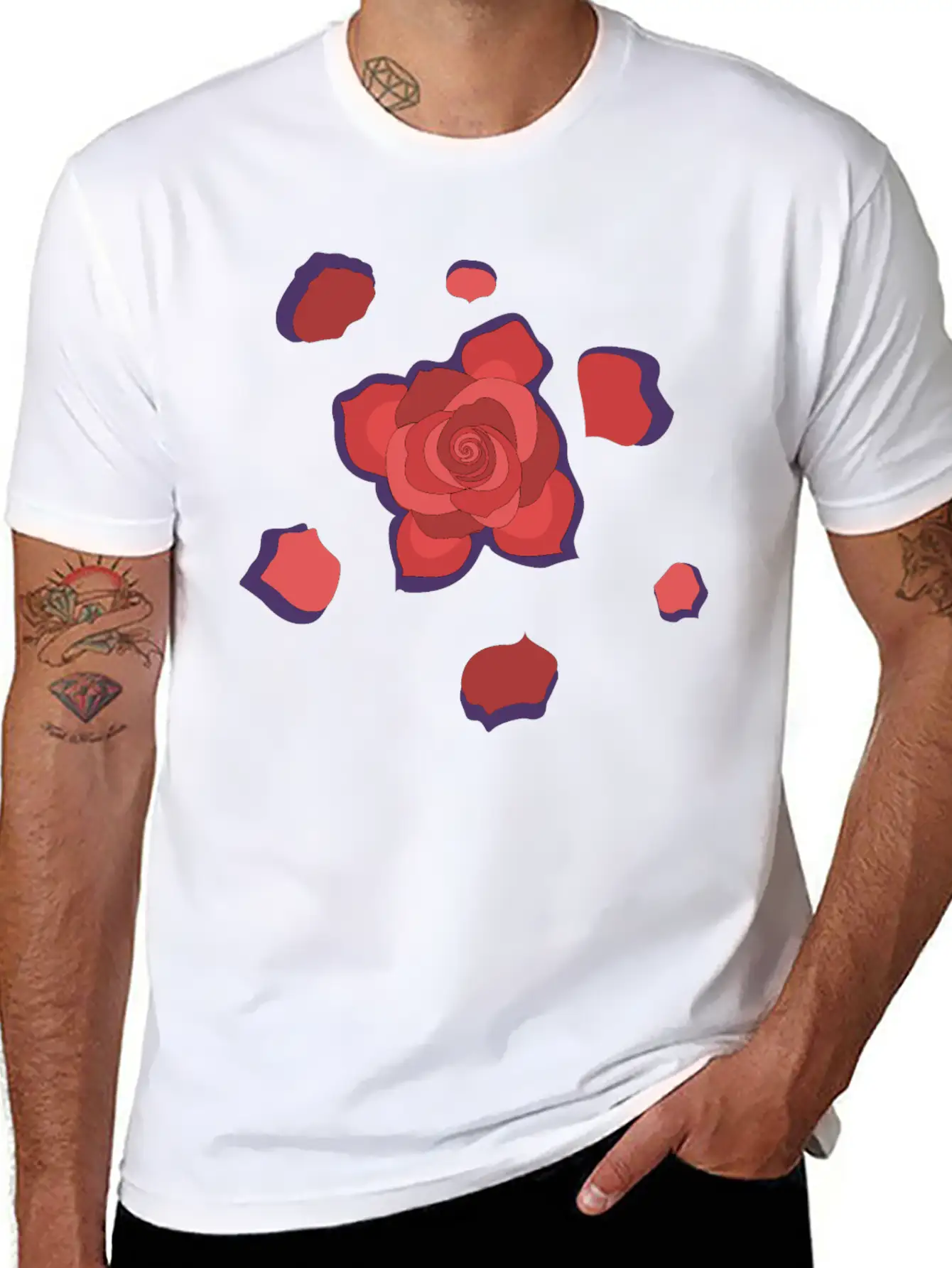 Unique Rose Essential Cotton Tee For Daily Outfits ¨C Unisex Style