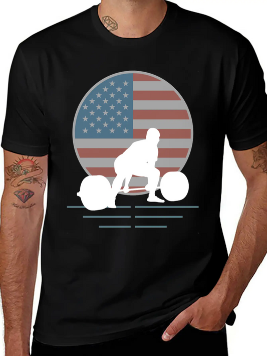 Usa Flag Deadlift Powerlifting Basic Graphic T-Shirt ¨C Daily Comfort In Soft Cotton