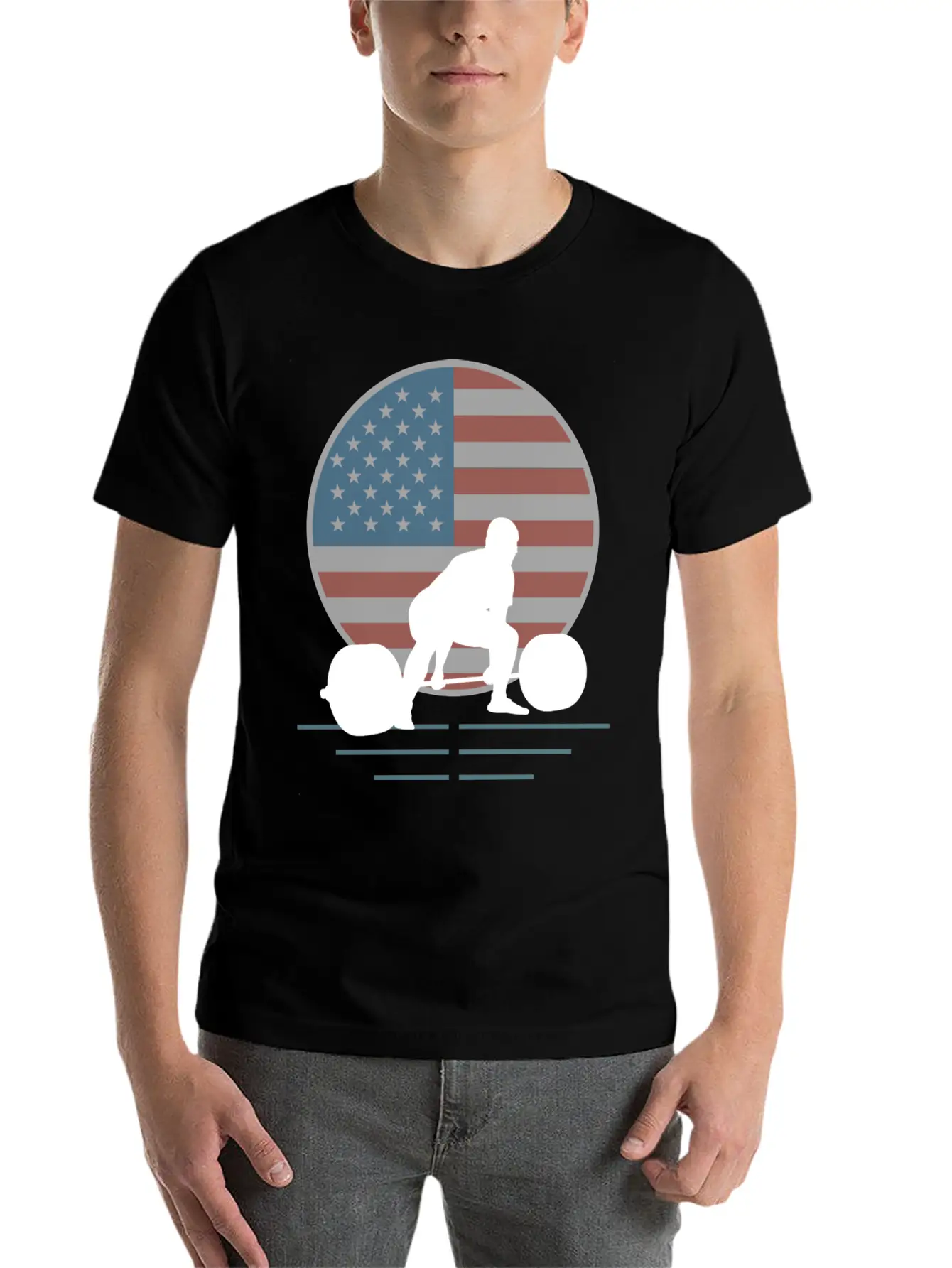 Usa Flag Deadlift Powerlifting Basic Graphic T-Shirt ¨C Daily Comfort In Soft Cotton