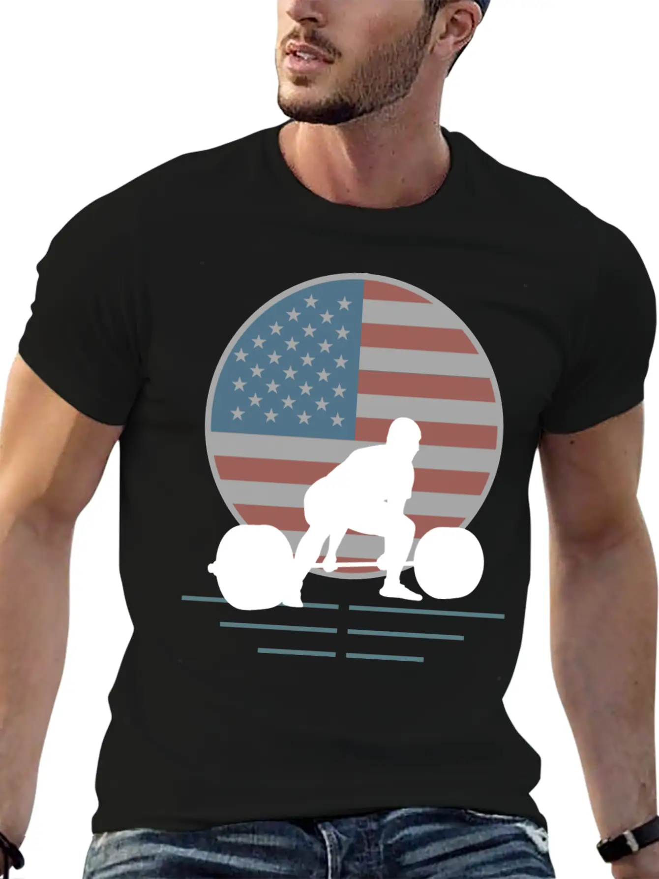 Usa Flag Deadlift Powerlifting Basic Graphic T-Shirt ¨C Daily Comfort In Soft Cotton