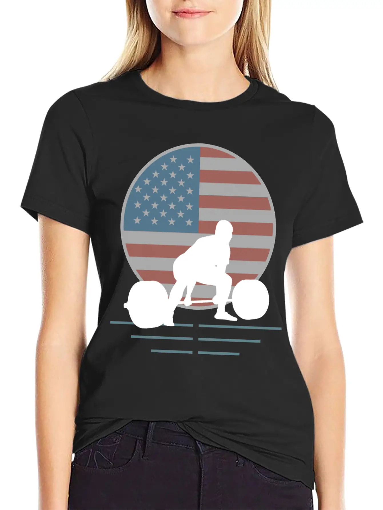 Usa Flag Deadlift Powerlifting Basic Graphic T-Shirt ¨C Daily Comfort In Soft Cotton