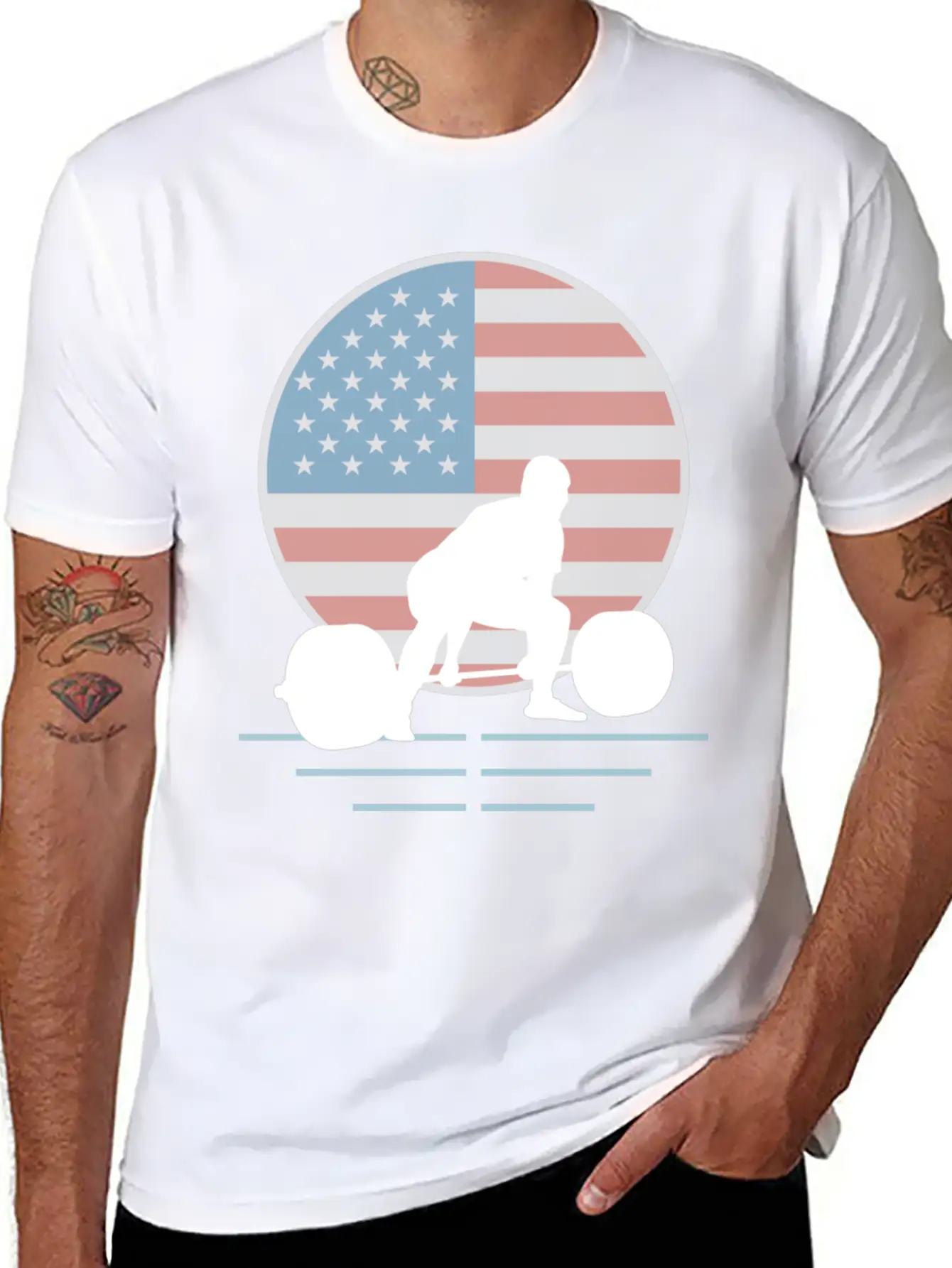 Usa Flag Deadlift Powerlifting Basic Graphic T-Shirt ¨C Daily Comfort In Soft Cotton