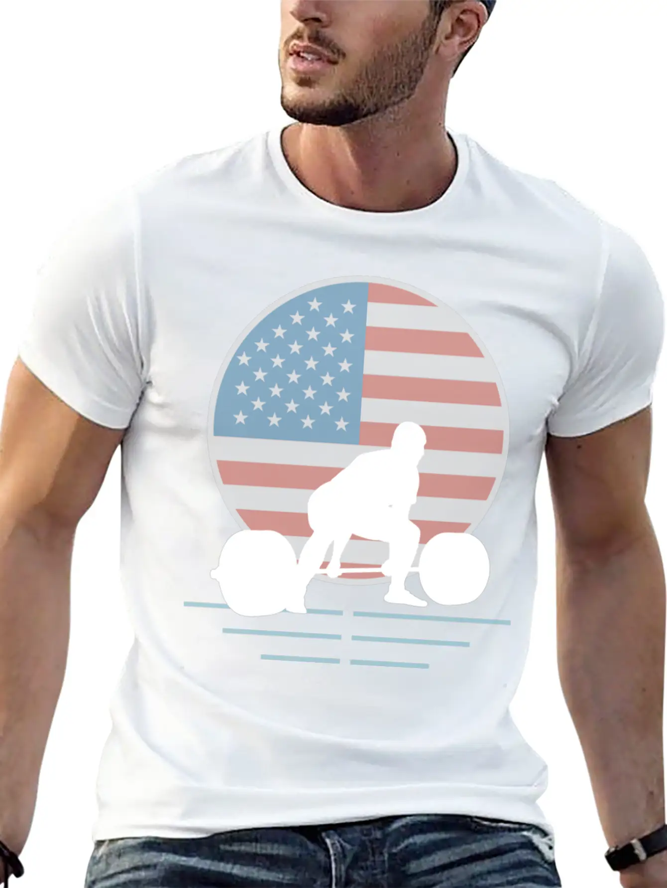 Usa Flag Deadlift Powerlifting Basic Graphic T-Shirt ¨C Daily Comfort In Soft Cotton