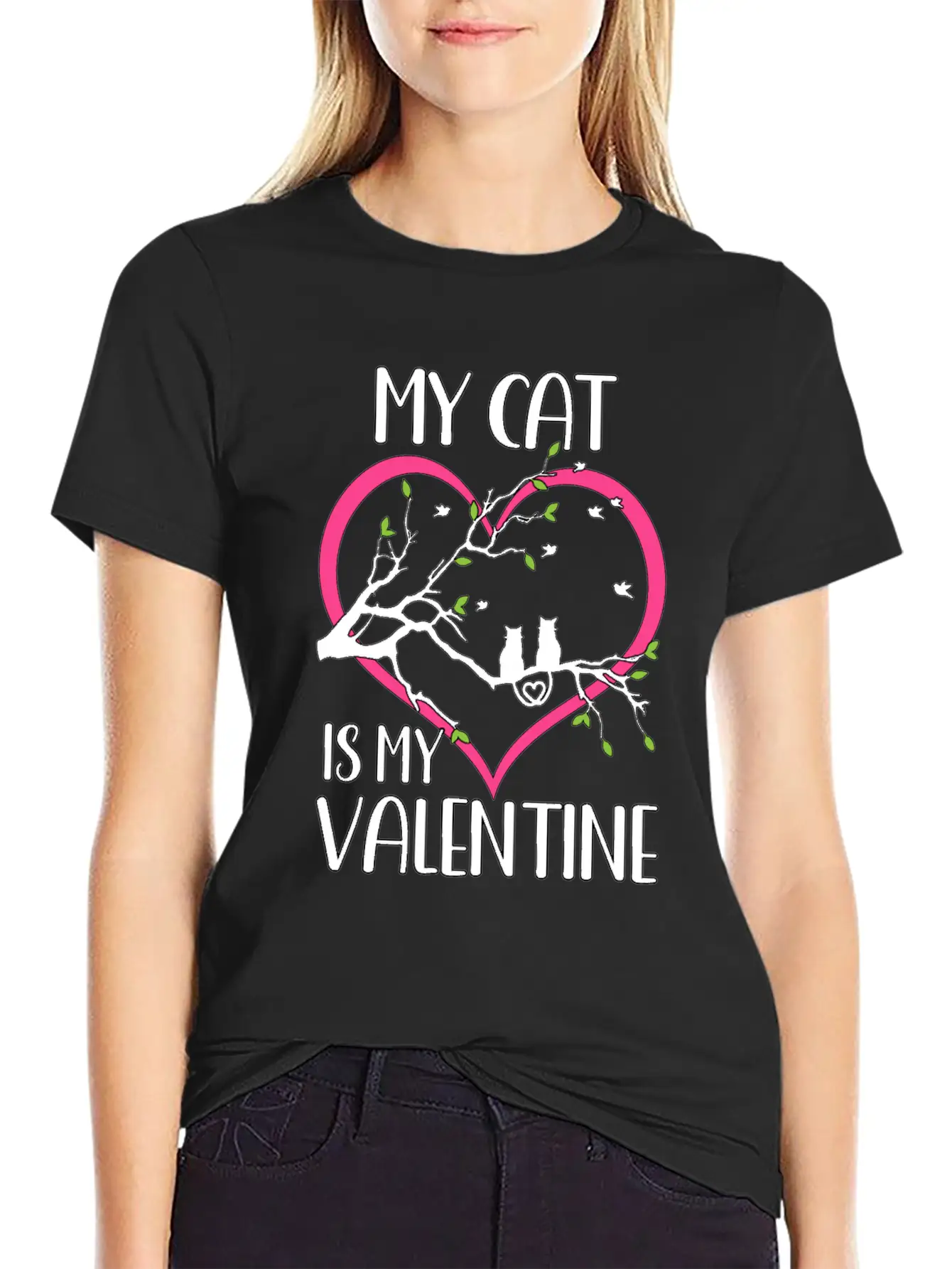Valentine's Day Cats Heart Cute Cute Knuff Basic Graphic T-Shirt ¨C Daily Comfort In Soft Cotton