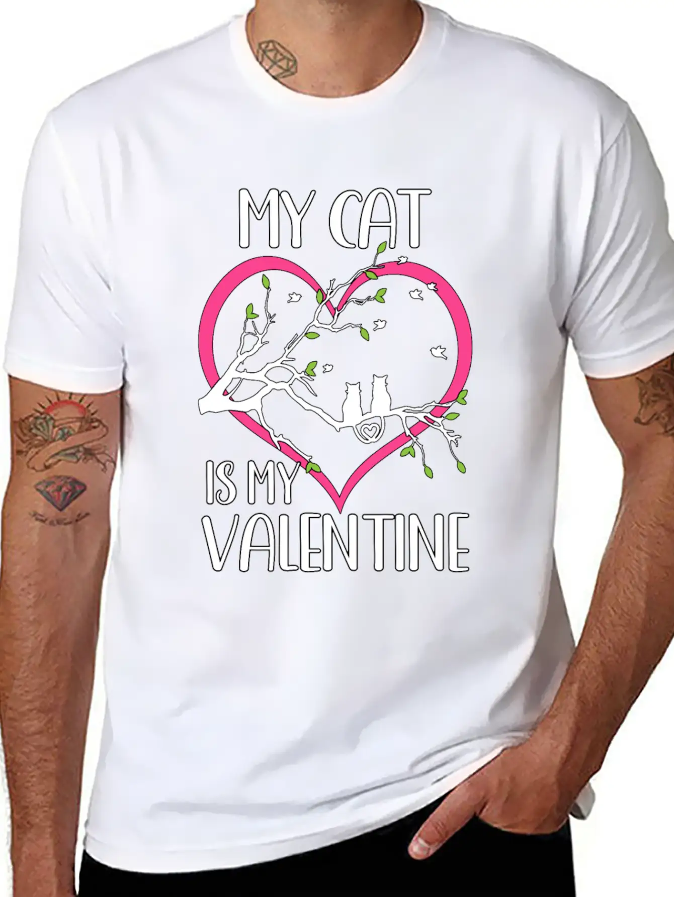 Valentine's Day Cats Heart Cute Cute Knuff Basic Graphic T-Shirt ¨C Daily Comfort In Soft Cotton