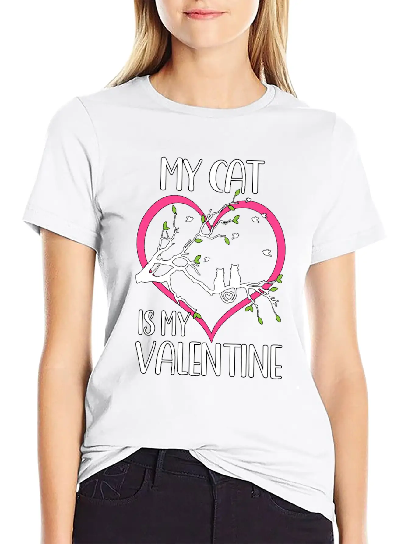 Valentine's Day Cats Heart Cute Cute Knuff Basic Graphic T-Shirt ¨C Daily Comfort In Soft Cotton