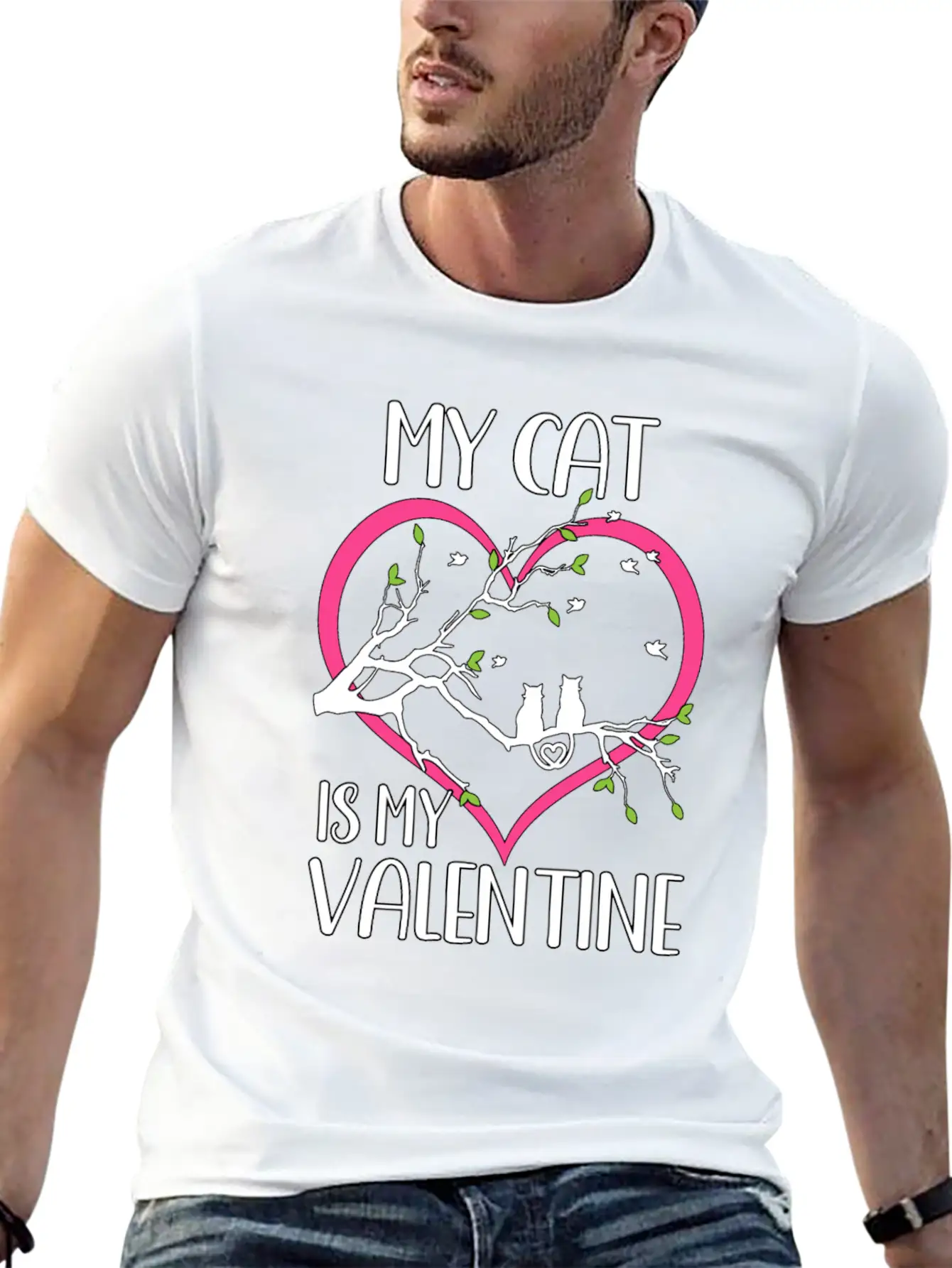 Valentine's Day Cats Heart Cute Cute Knuff Basic Graphic T-Shirt ¨C Daily Comfort In Soft Cotton