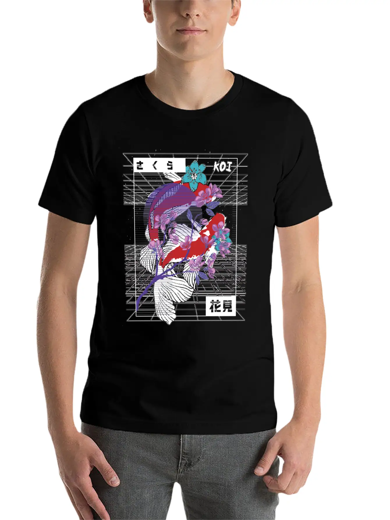 Vaporwave Koi Fish Japan Sakura Carp Breeder Basic Graphic T-Shirt ¨C Daily Comfort In Soft Cotton