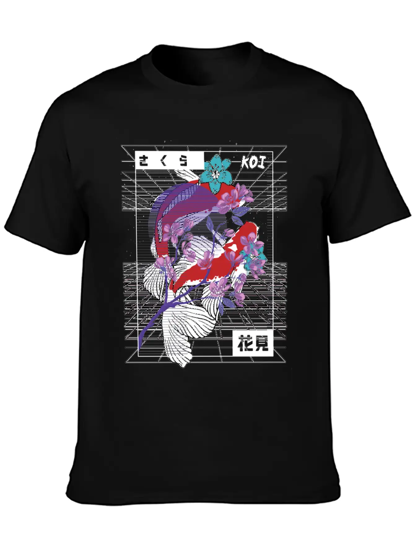 Vaporwave Koi Fish Japan Sakura Carp Breeder Basic Graphic T-Shirt ¨C Daily Comfort In Soft Cotton