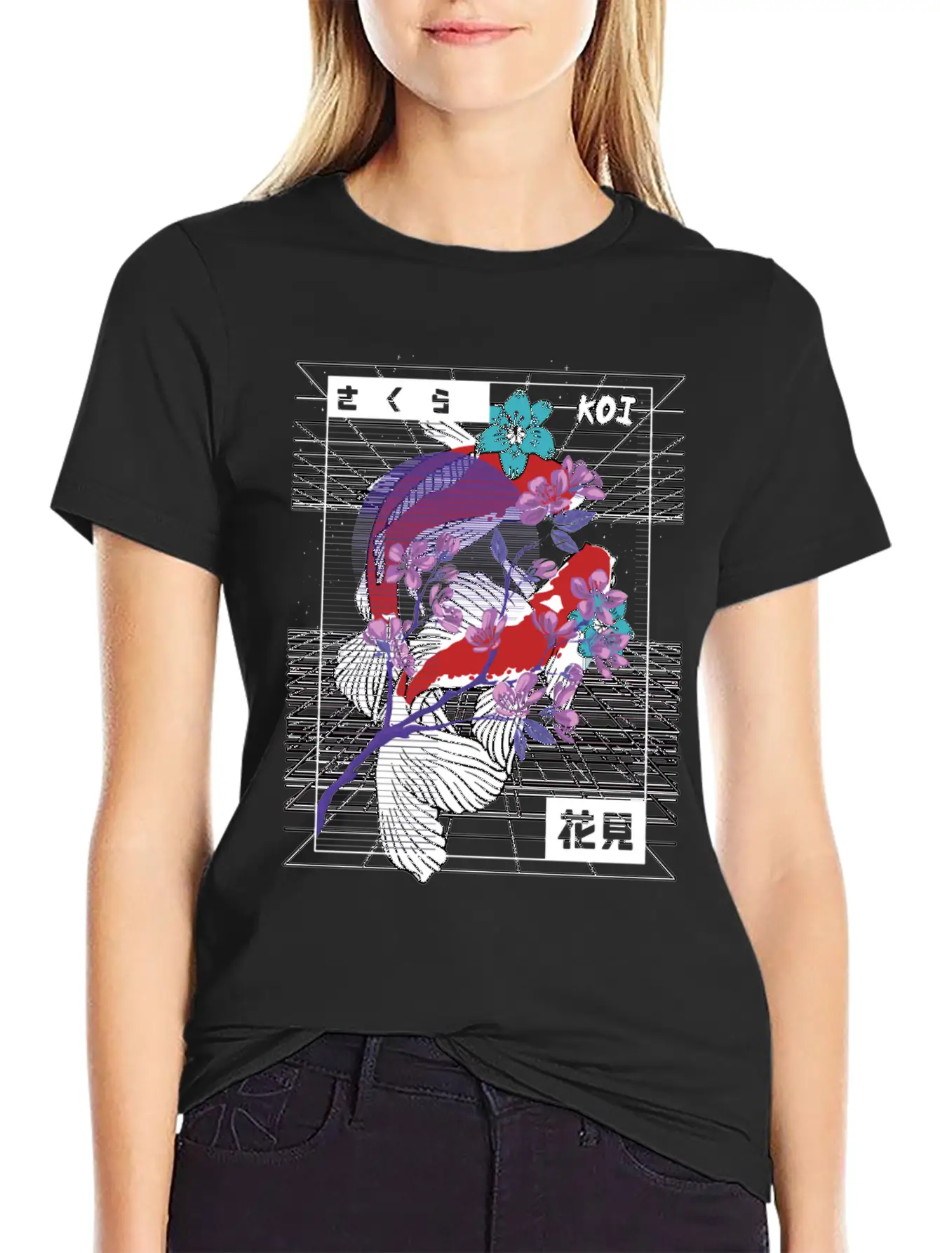 Vaporwave Koi Fish Japan Sakura Carp Breeder Basic Graphic T-Shirt ¨C Daily Comfort In Soft Cotton