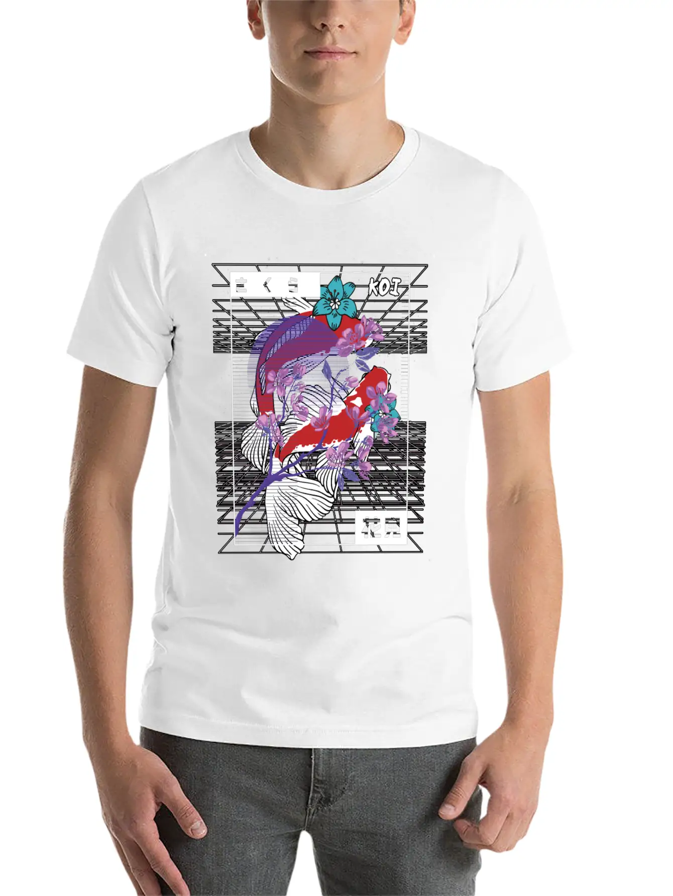Vaporwave Koi Fish Japan Sakura Carp Breeder Basic Graphic T-Shirt ¨C Daily Comfort In Soft Cotton