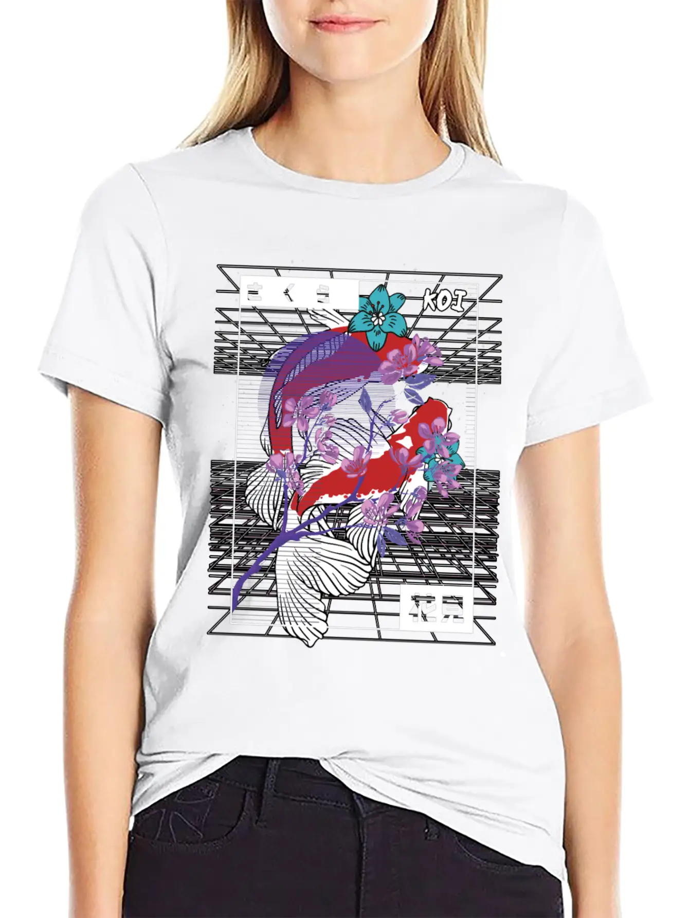 Vaporwave Koi Fish Japan Sakura Carp Breeder Basic Graphic T-Shirt ¨C Daily Comfort In Soft Cotton
