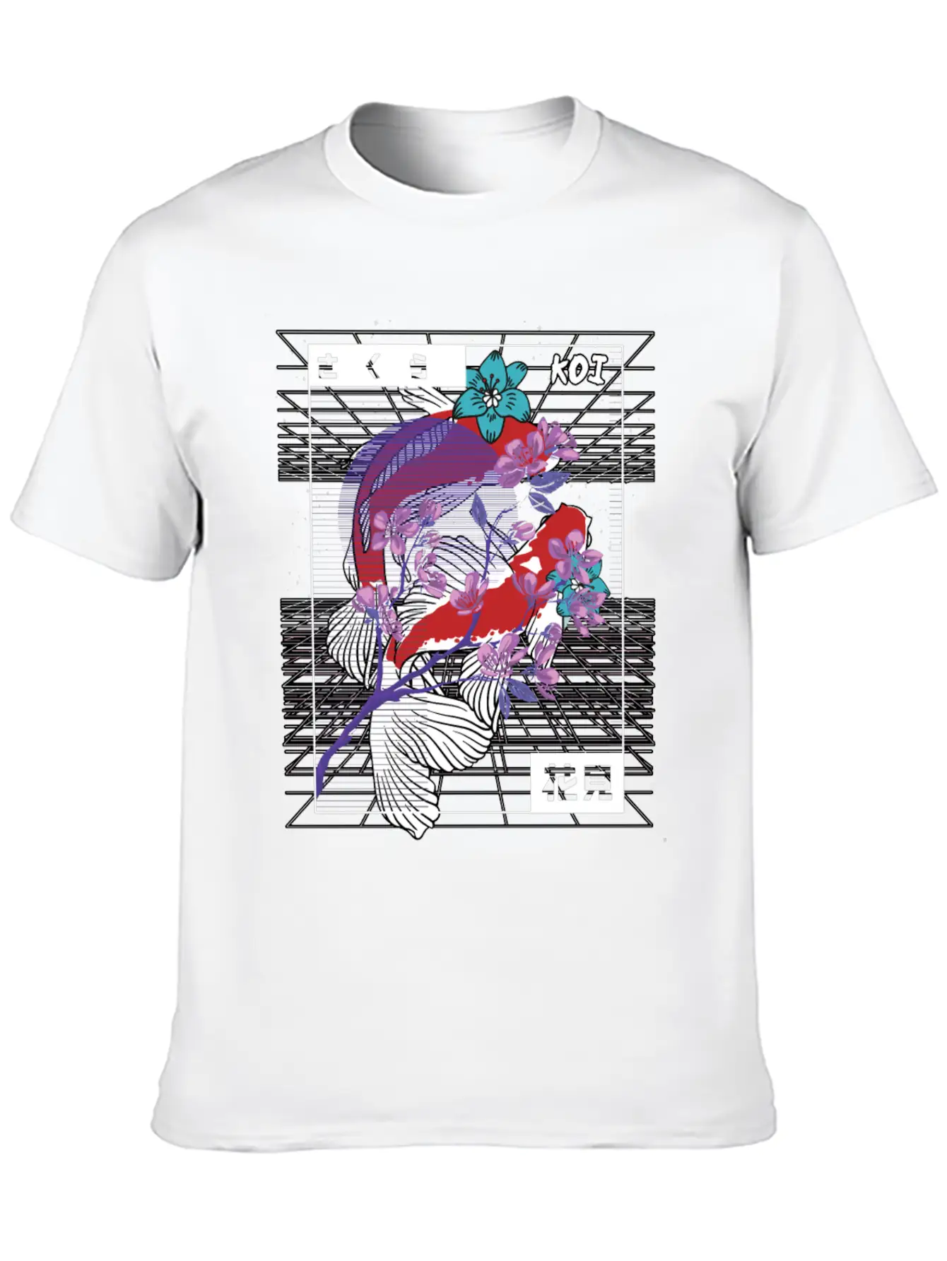 Vaporwave Koi Fish Japan Sakura Carp Breeder Basic Graphic T-Shirt ¨C Daily Comfort In Soft Cotton