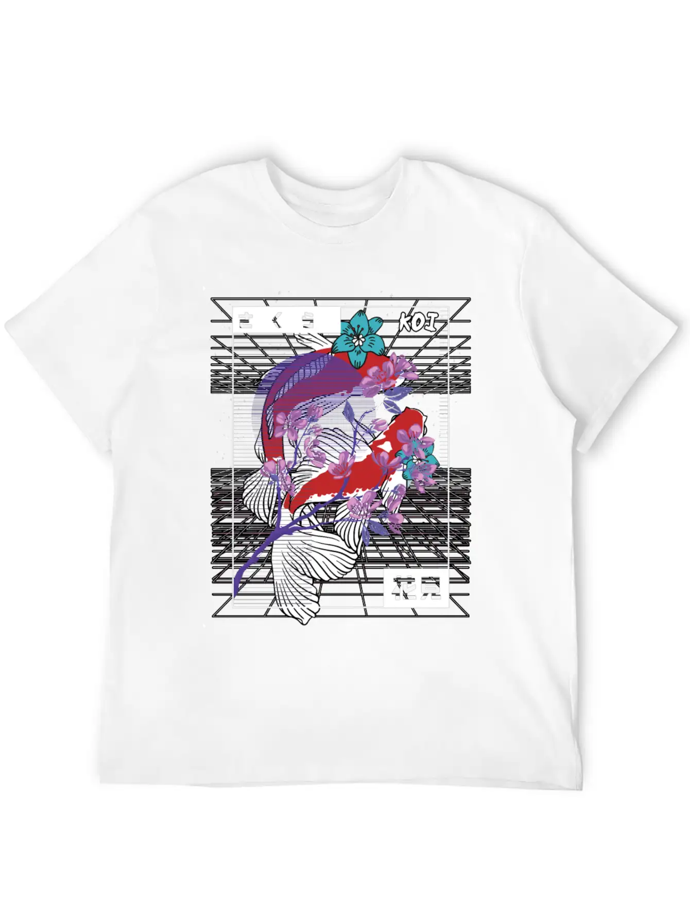 Vaporwave Koi Fish Japan Sakura Carp Breeder Basic Graphic T-Shirt ¨C Daily Comfort In Soft Cotton