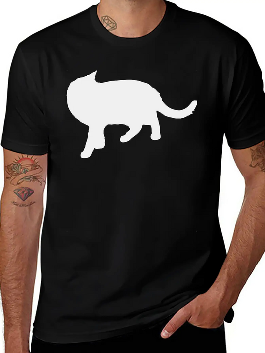 Vector Cat Silhouette Basic Graphic T-Shirt ¨C Daily Comfort In Soft Cotton