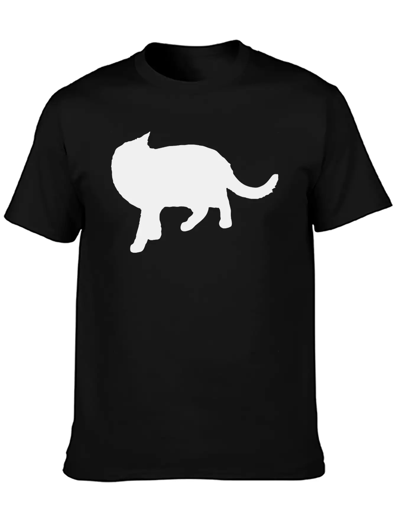 Vector Cat Silhouette Basic Graphic T-Shirt ¨C Daily Comfort In Soft Cotton