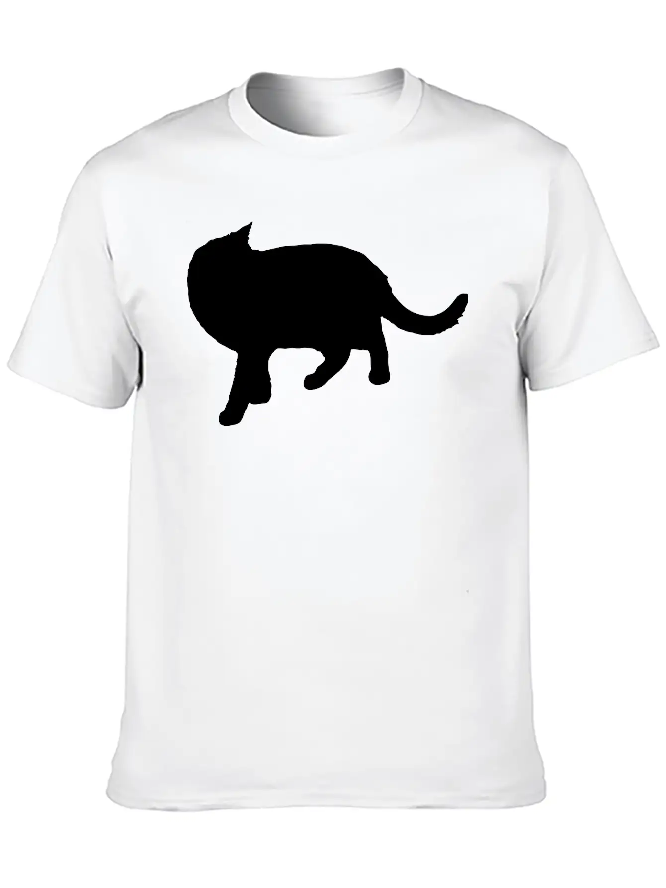 Vector Cat Silhouette Basic Graphic T-Shirt ¨C Daily Comfort In Soft Cotton