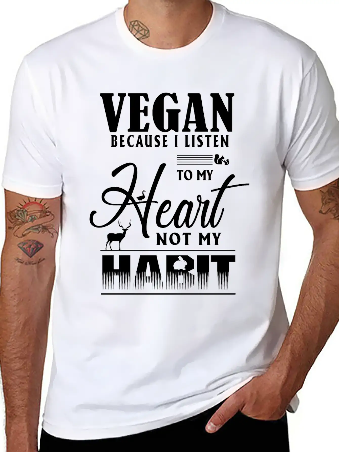Vegan Because I Listen To My Heart Not My Habit Essential Cotton Tee For Daily Outfits ¨C Unisex Style