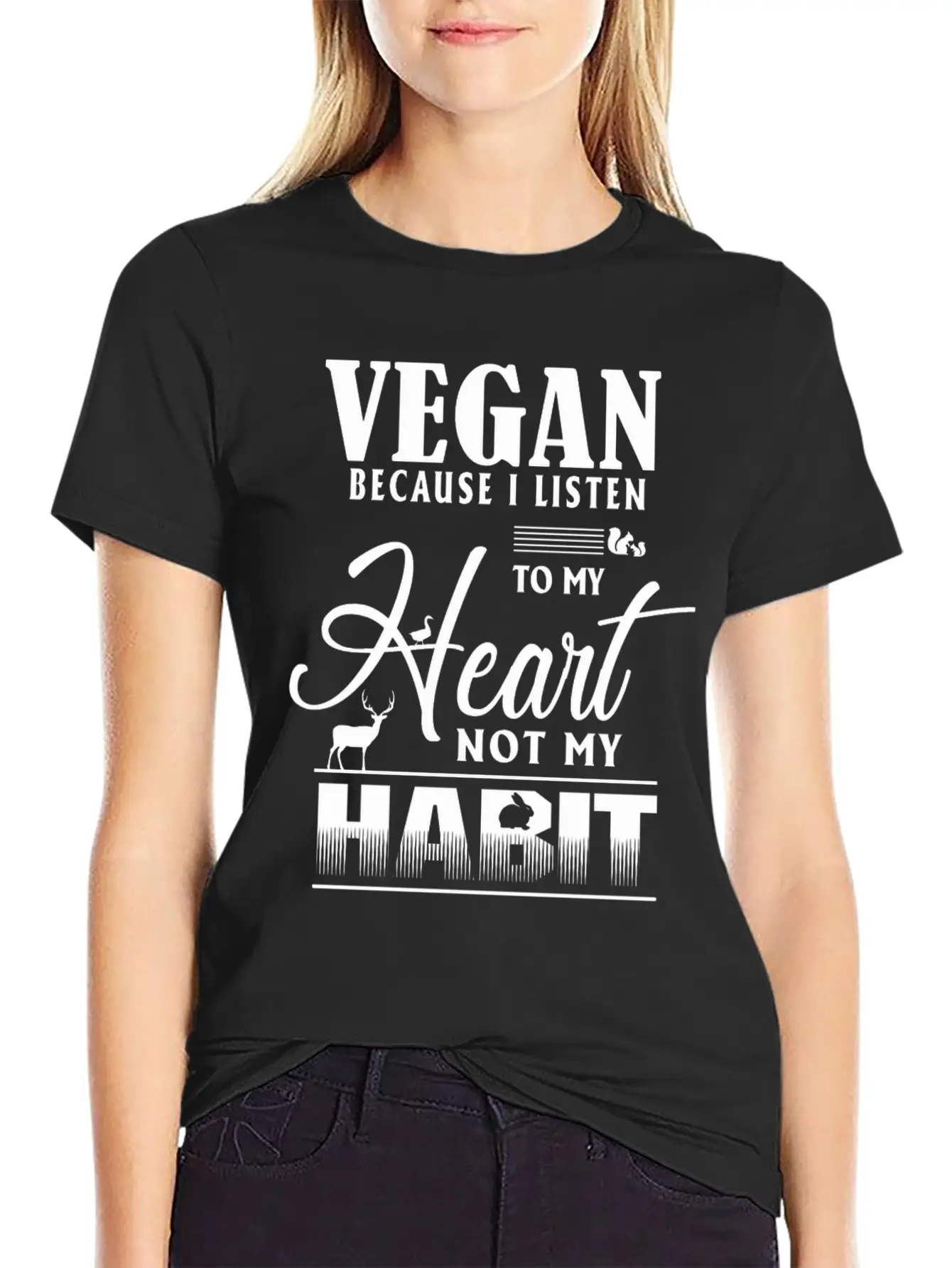 Vegan Because I Listen To My Heart Not My Habit Essential Cotton Tee For Daily Outfits ¨C Unisex Style