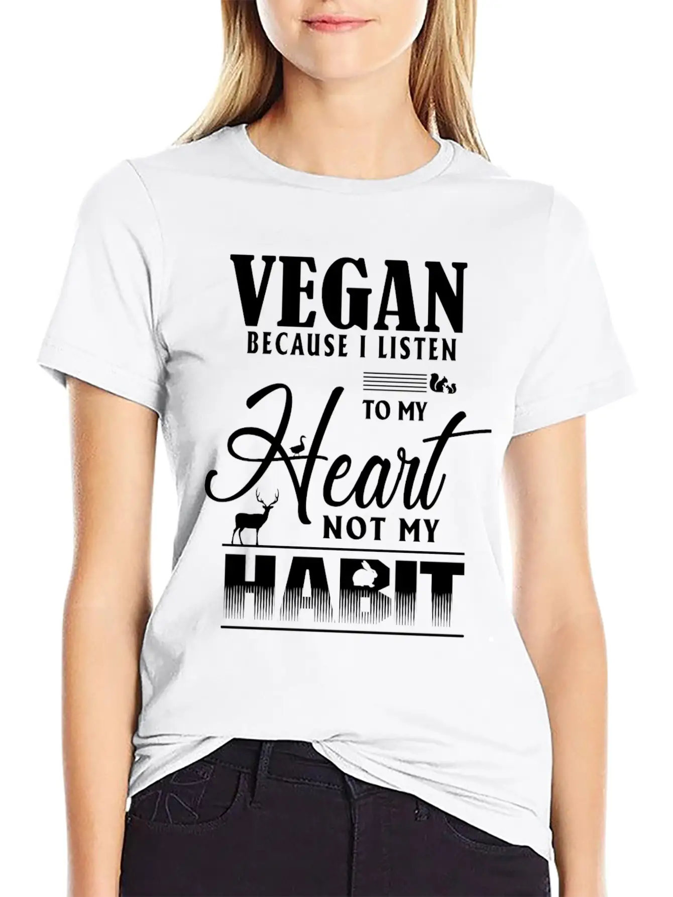 Vegan Because I Listen To My Heart Not My Habit Essential Cotton Tee For Daily Outfits ¨C Unisex Style