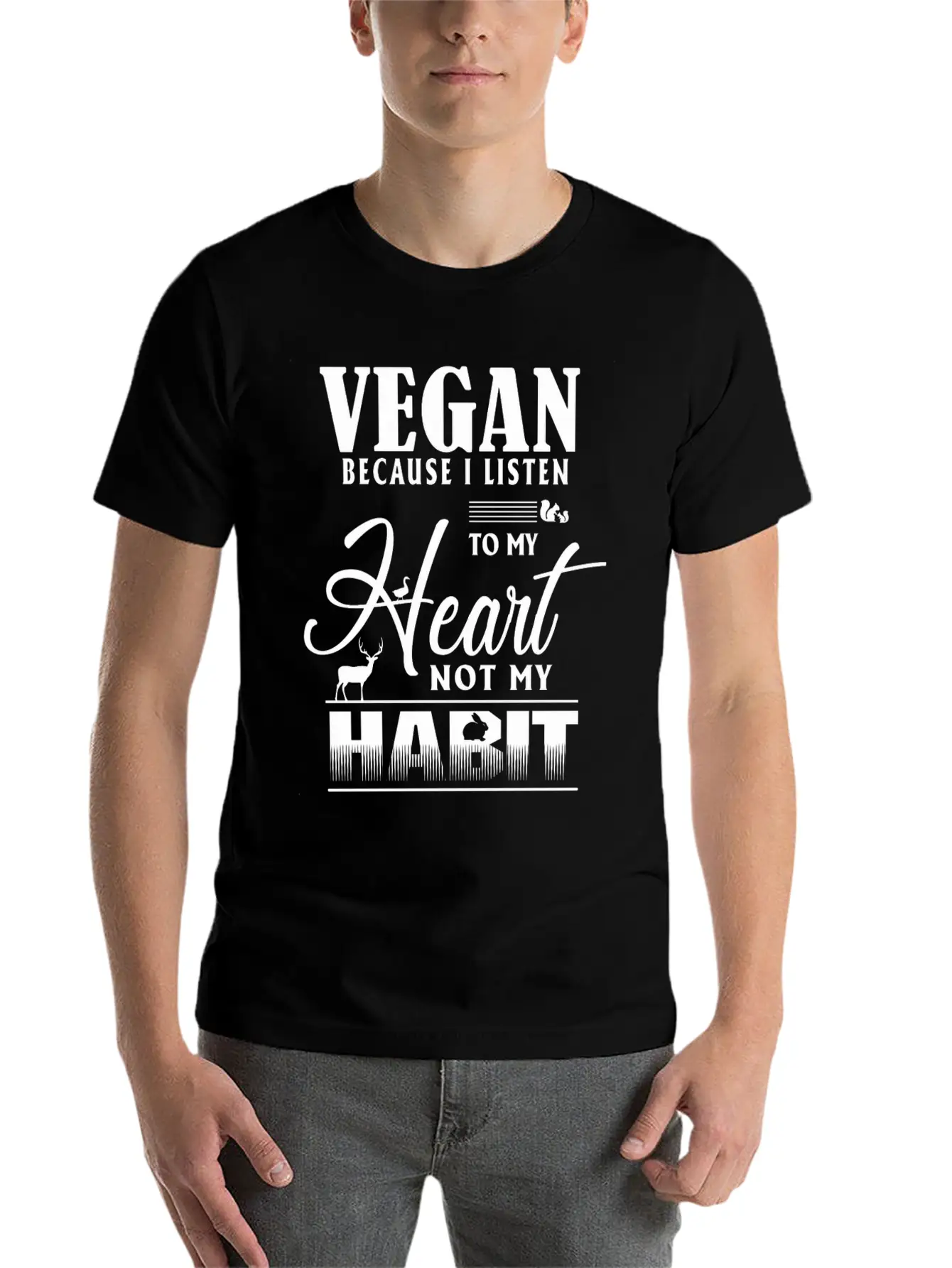 Vegan Because I Listen To My Heart Not My Habit Essential Cotton Tee For Daily Outfits ¨C Unisex Style