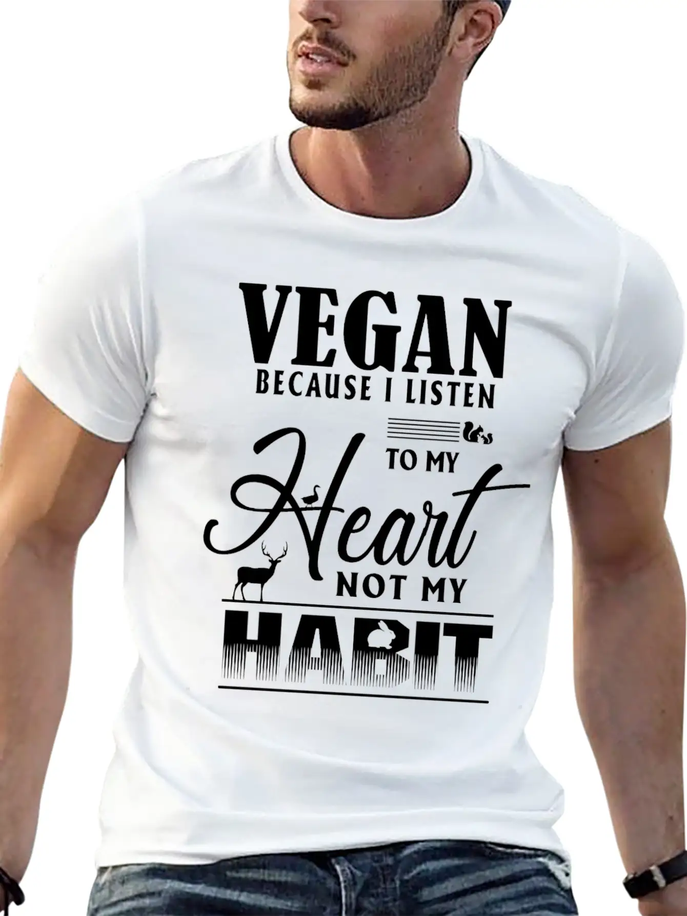 Vegan Because I Listen To My Heart Not My Habit Essential Cotton Tee For Daily Outfits ¨C Unisex Style