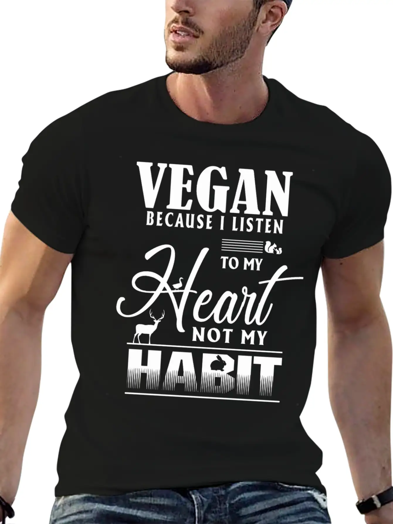 Vegan Because I Listen To My Heart Not My Habit Essential Cotton Tee For Daily Outfits ¨C Unisex Style