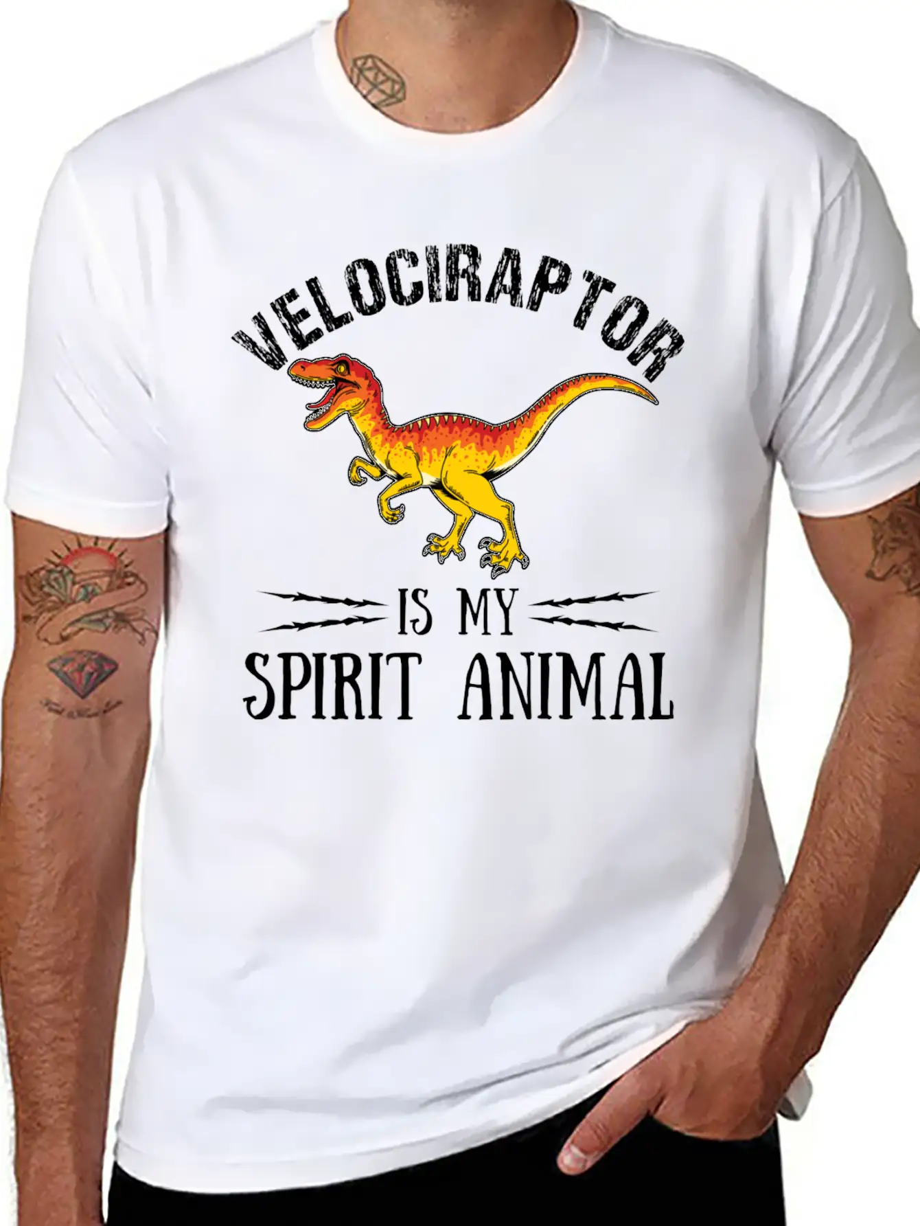 Velociraptor Is My Spirit Animal Palaeontologist Essential Cotton Tee For Daily Outfits ¨C Unisex Style