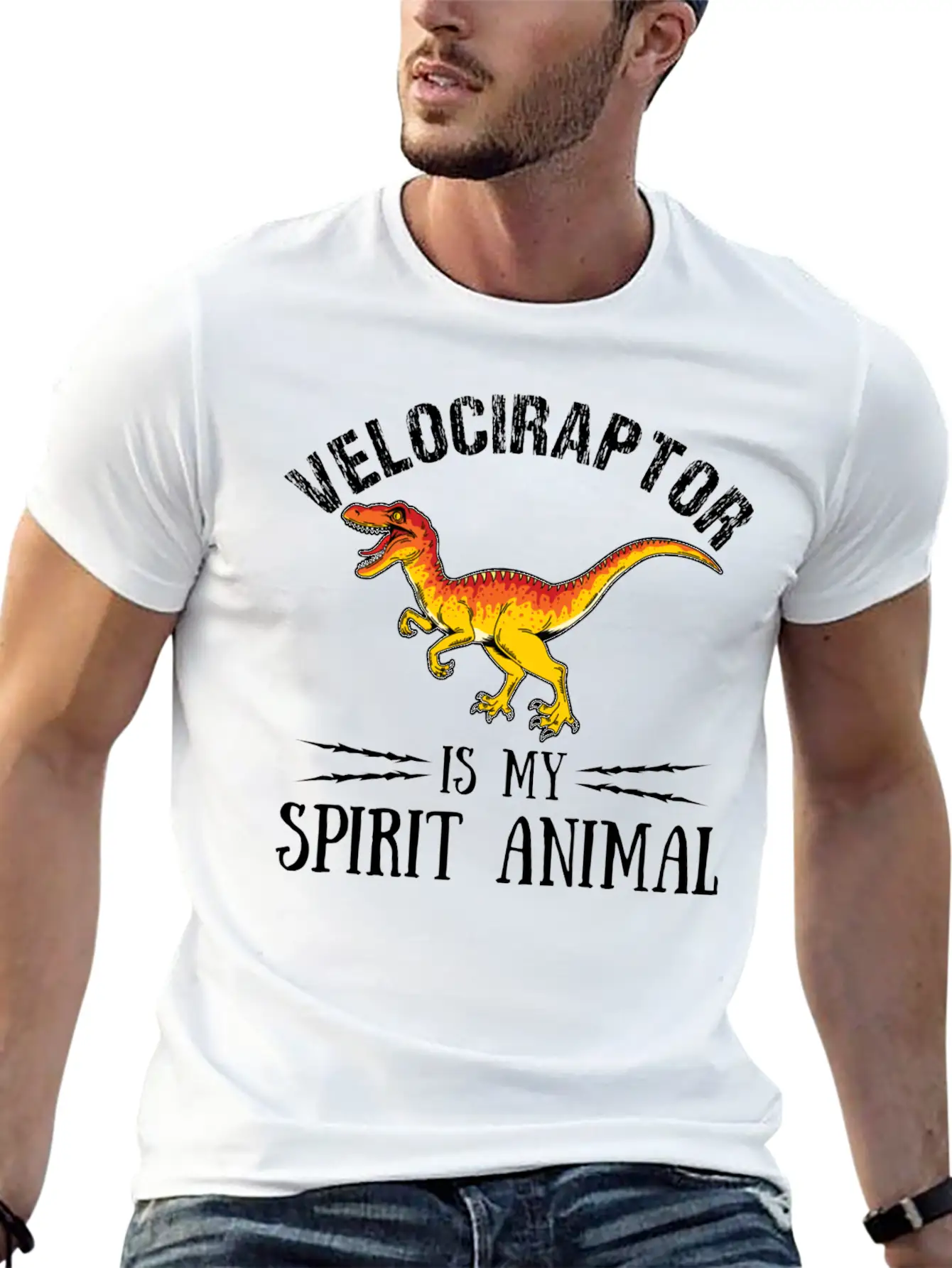 Velociraptor Is My Spirit Animal Palaeontologist Essential Cotton Tee For Daily Outfits ¨C Unisex Style