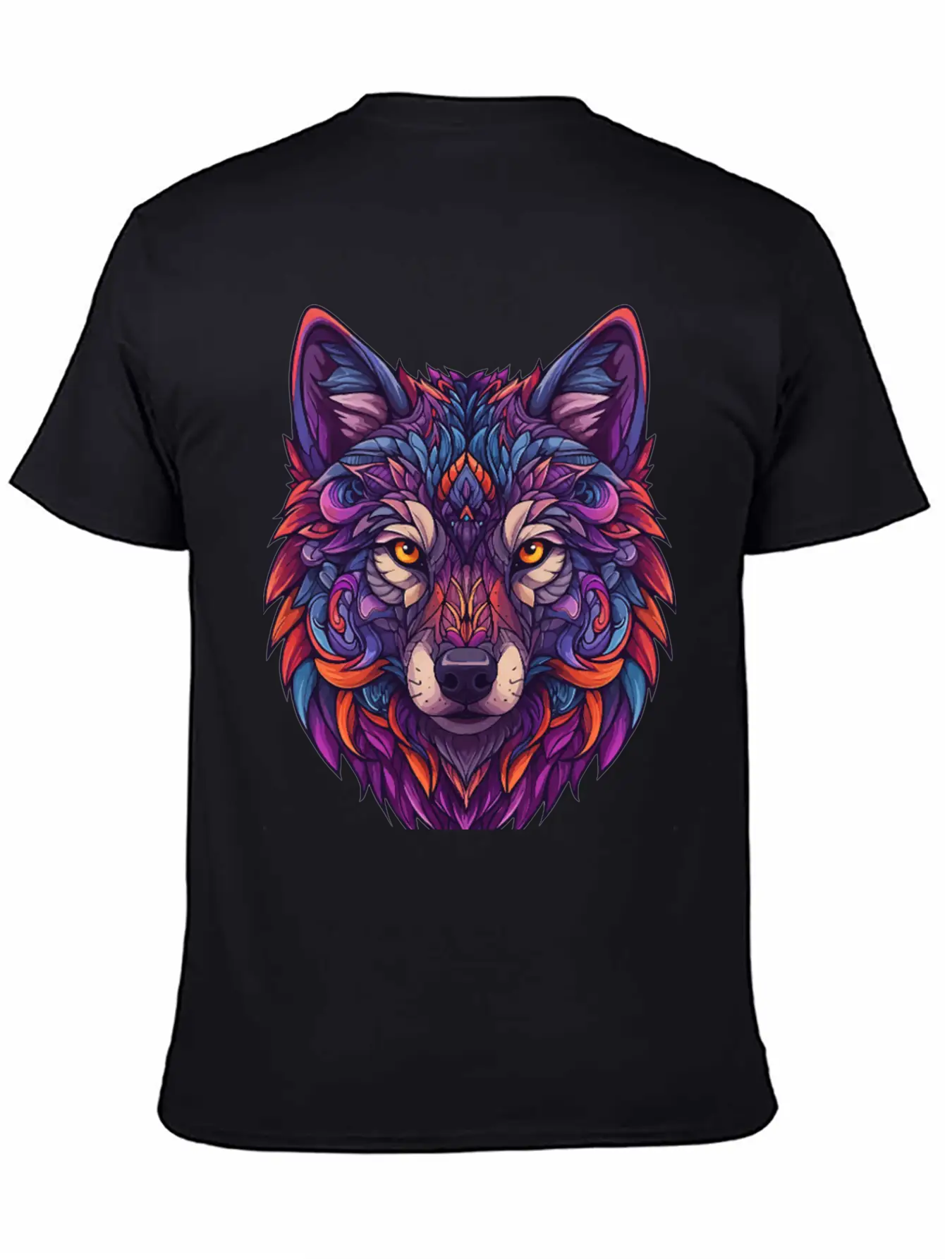 Vibrant Abstract Wolf Illustration Basic Graphic T-Shirt ¨C Daily Comfort In Soft Cotton