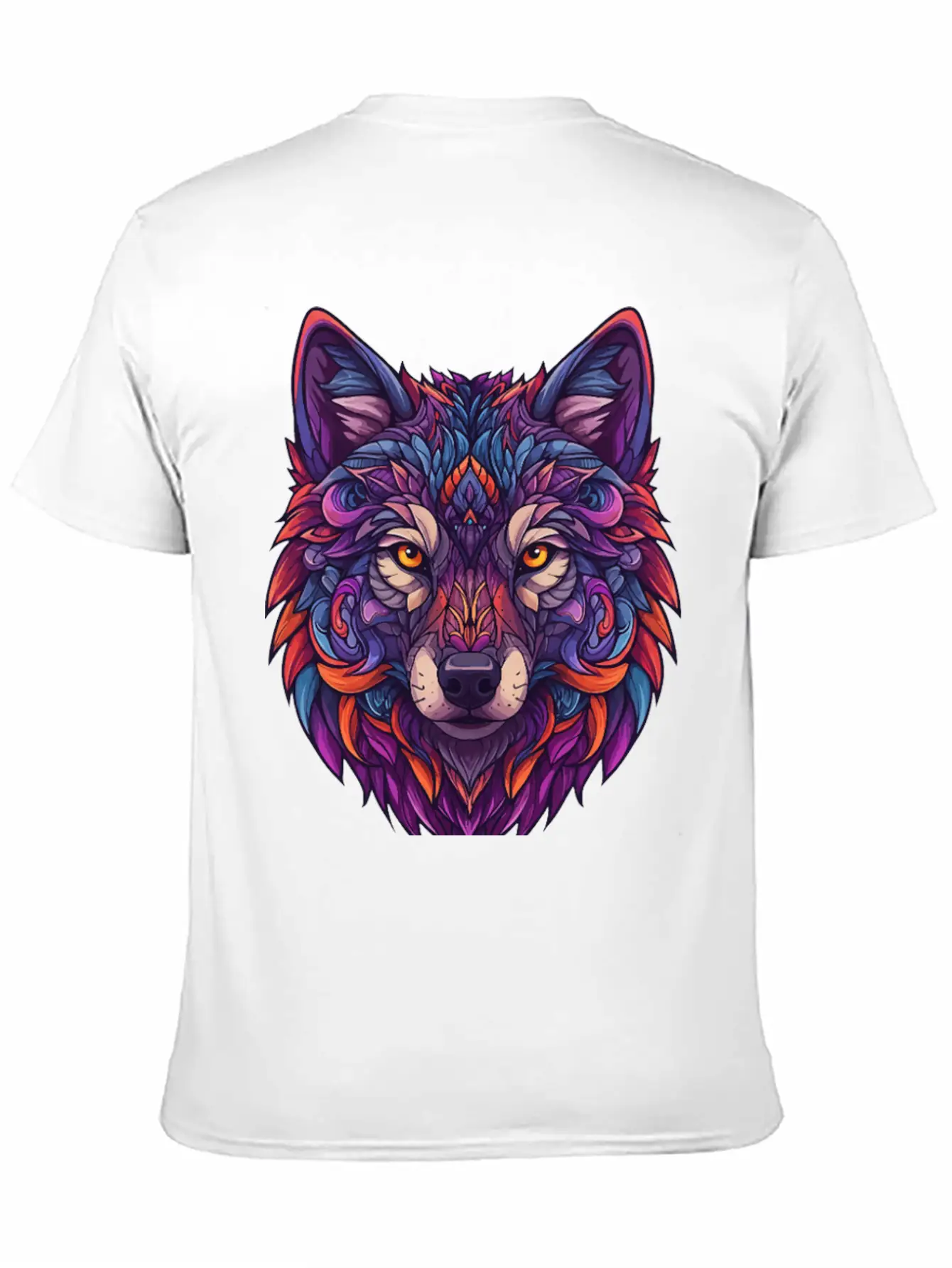 Vibrant Abstract Wolf Illustration Basic Graphic T-Shirt ¨C Daily Comfort In Soft Cotton