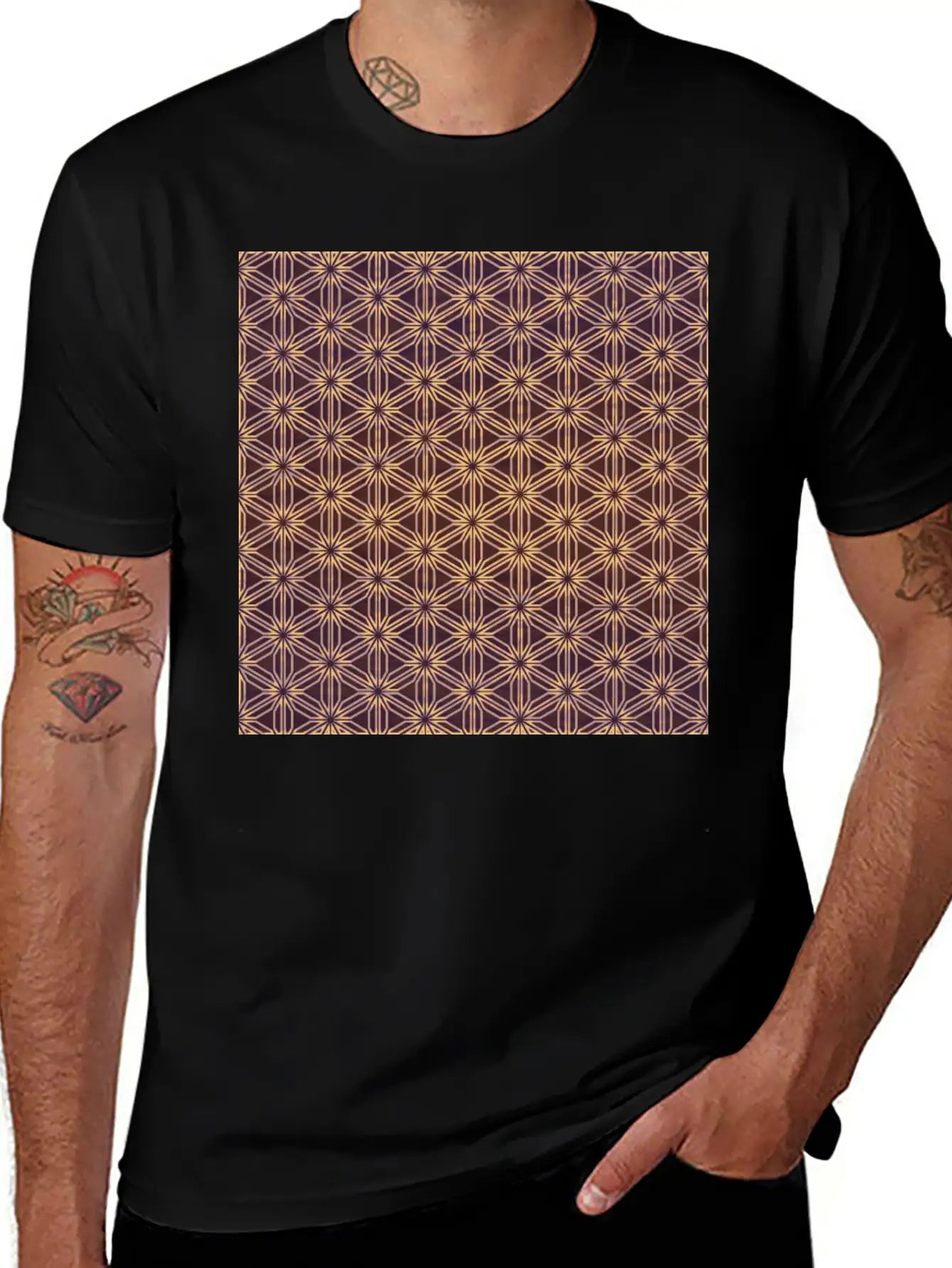 Vibrant Geometric Star Pattern Essential Cotton Tee For Daily Outfits ¨C Unisex Style