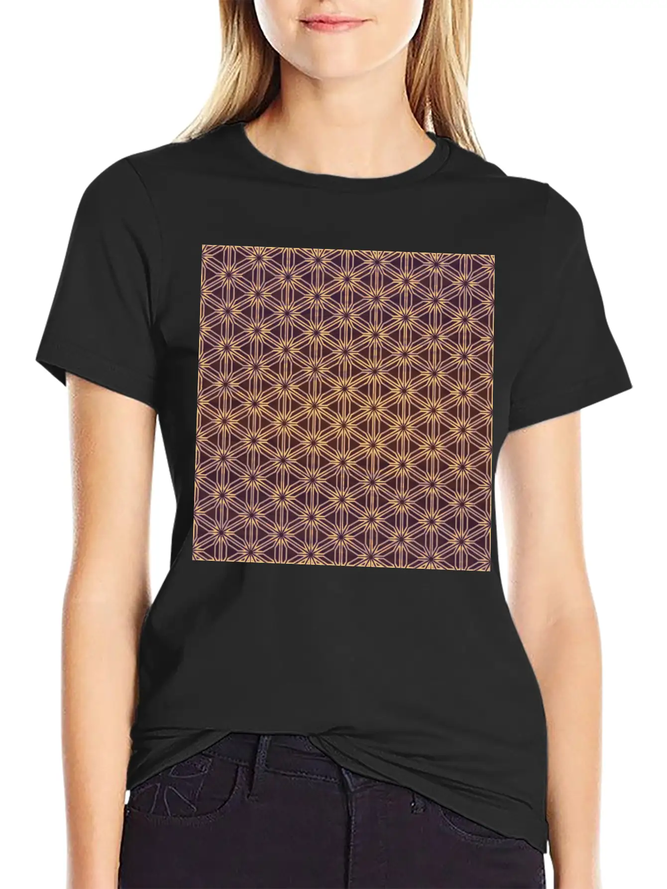 Vibrant Geometric Star Pattern Essential Cotton Tee For Daily Outfits ¨C Unisex Style
