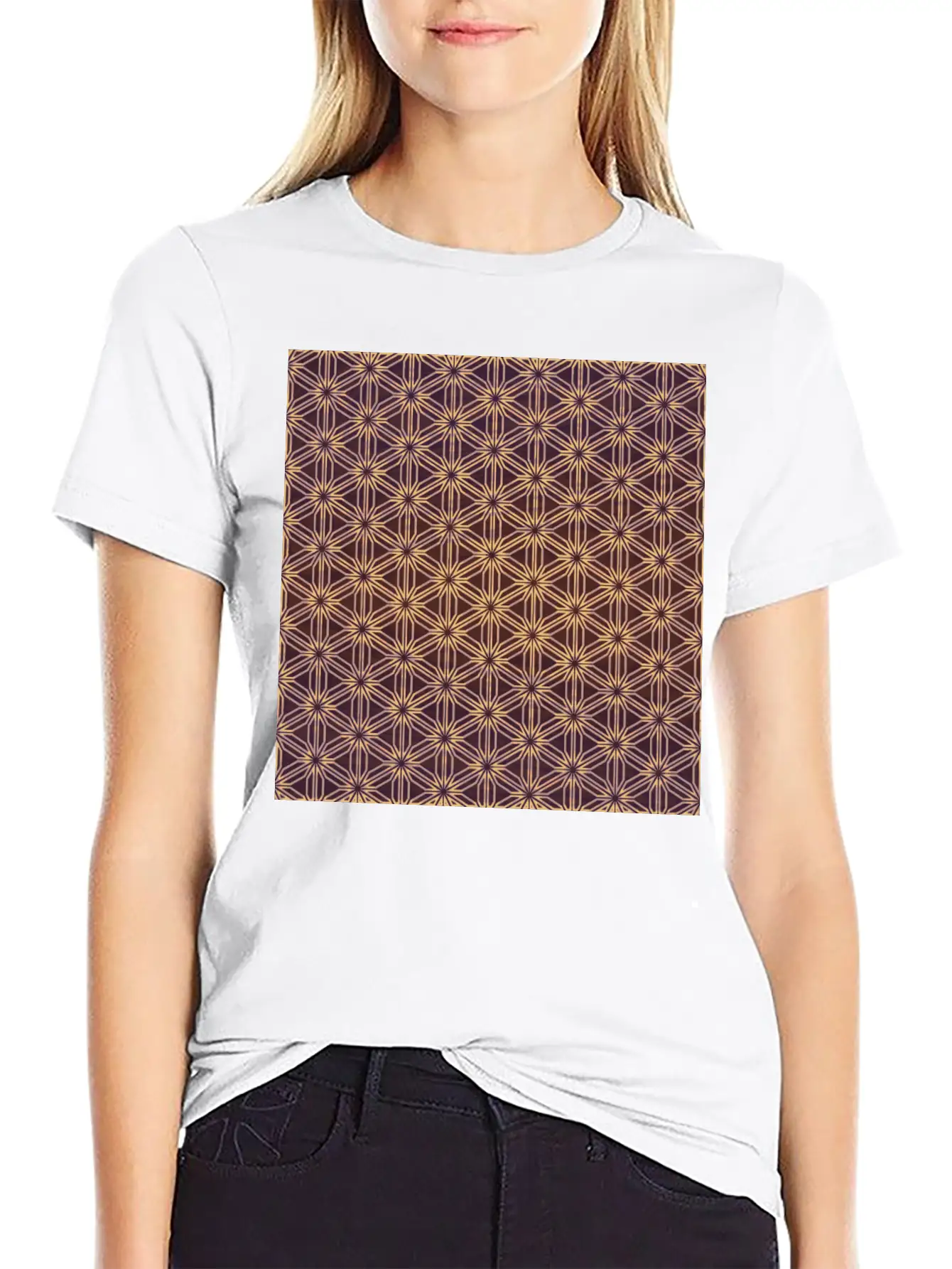 Vibrant Geometric Star Pattern Essential Cotton Tee For Daily Outfits ¨C Unisex Style