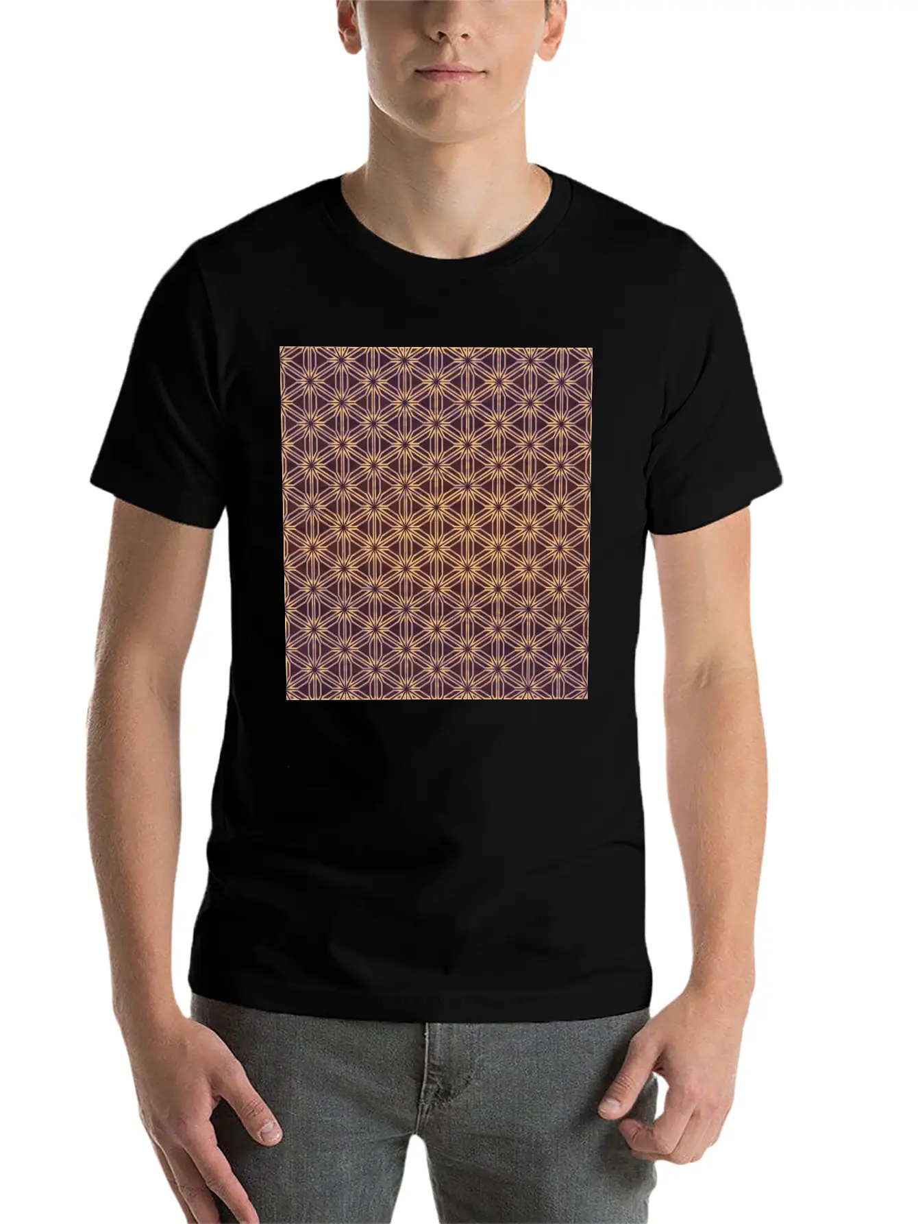 Vibrant Geometric Star Pattern Essential Cotton Tee For Daily Outfits ¨C Unisex Style