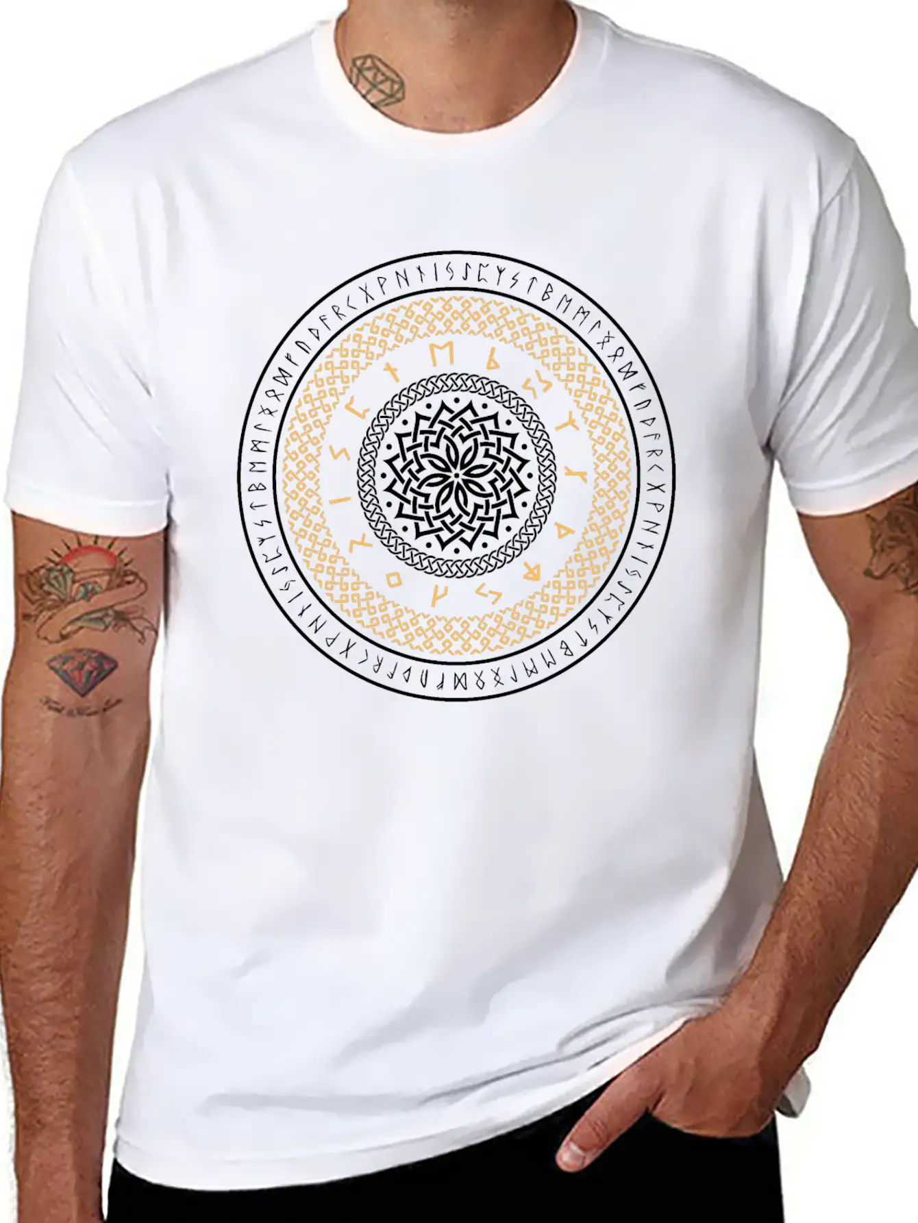 Viking Runes Circle Unisex Casual T-Shirt ¨C Clean Design For Daily Comfort