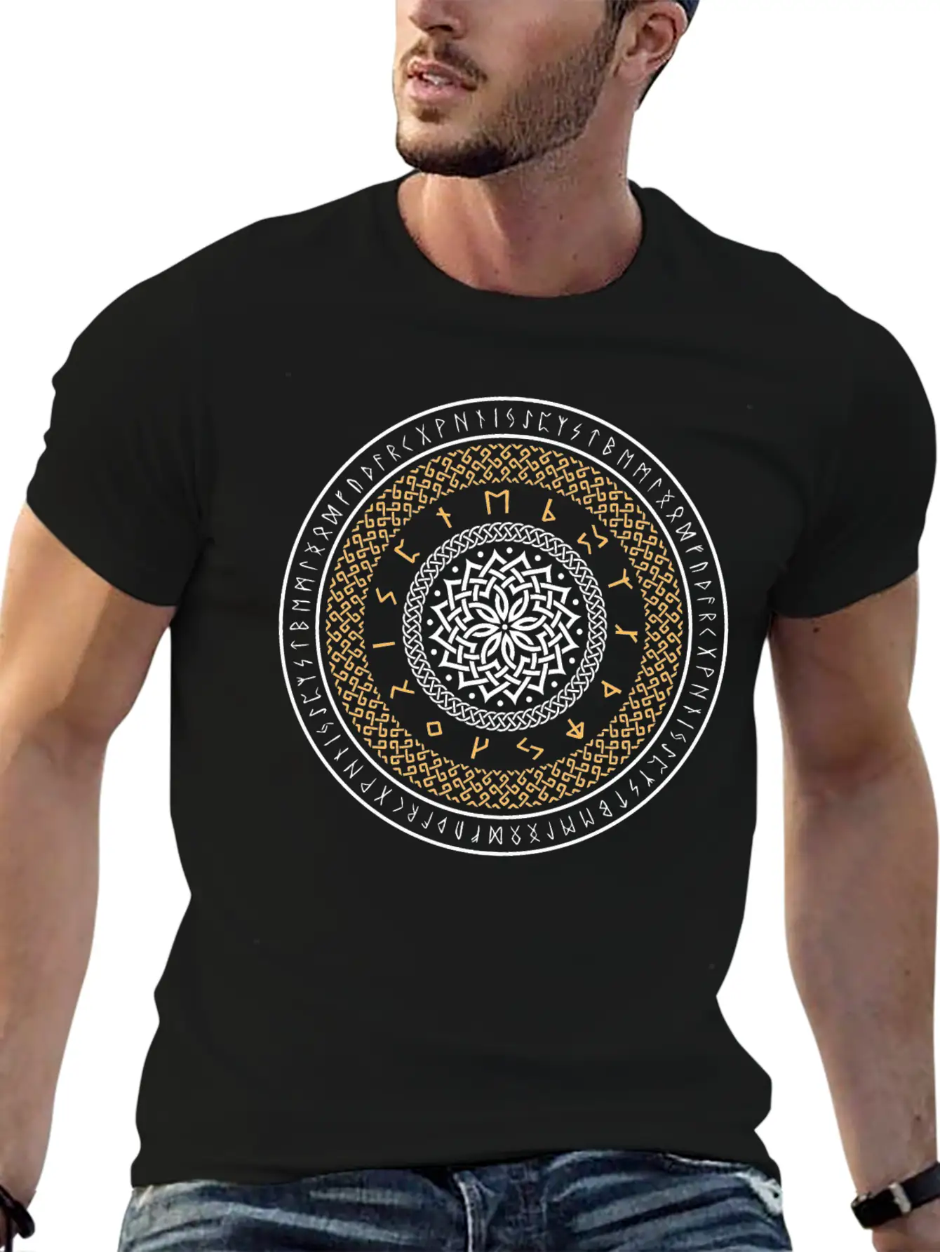 Viking Runes Circle Unisex Casual T-Shirt ¨C Clean Design For Daily Comfort