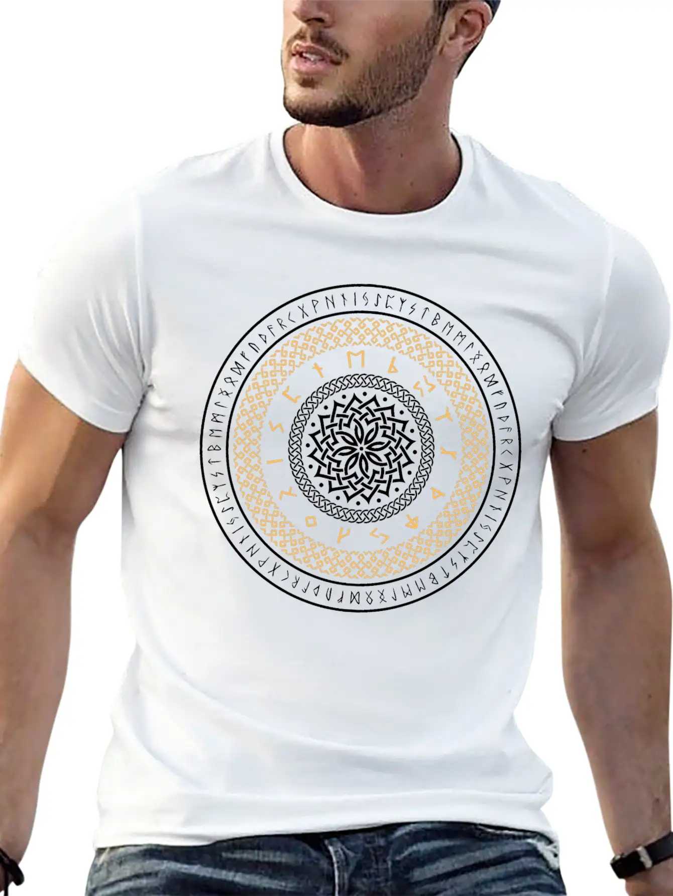 Viking Runes Circle Unisex Casual T-Shirt ¨C Clean Design For Daily Comfort
