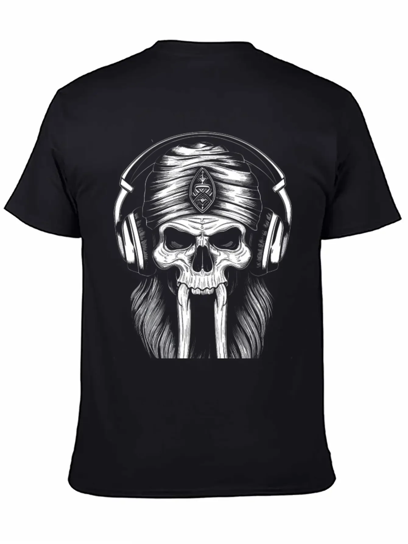 Viking Vintage Skull Beard With Headphone Basic Graphic T-Shirt ¨C Daily Comfort In Soft Cotton