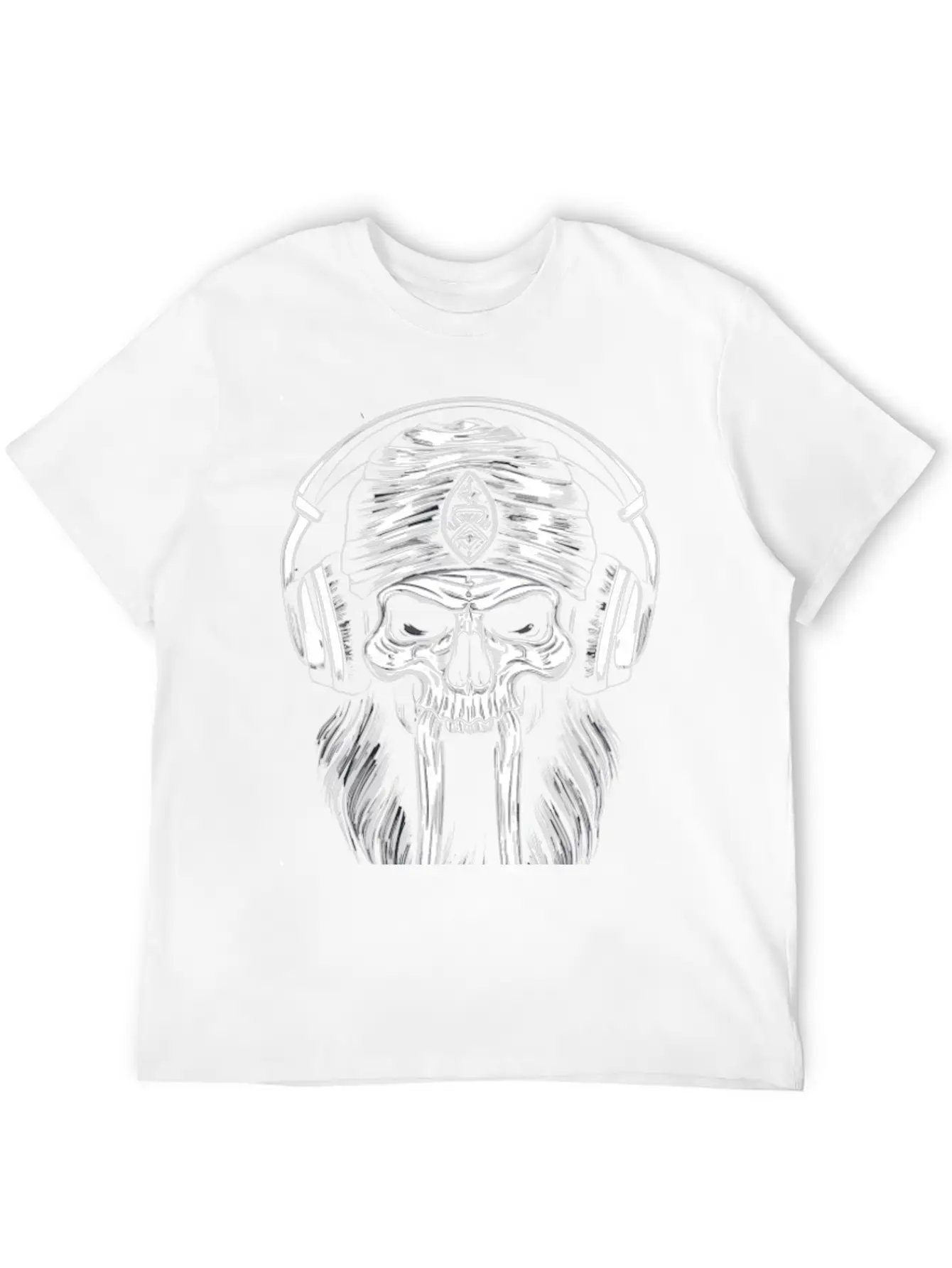 Viking Vintage Skull Beard With Headphone Basic Graphic T-Shirt ¨C Daily Comfort In Soft Cotton
