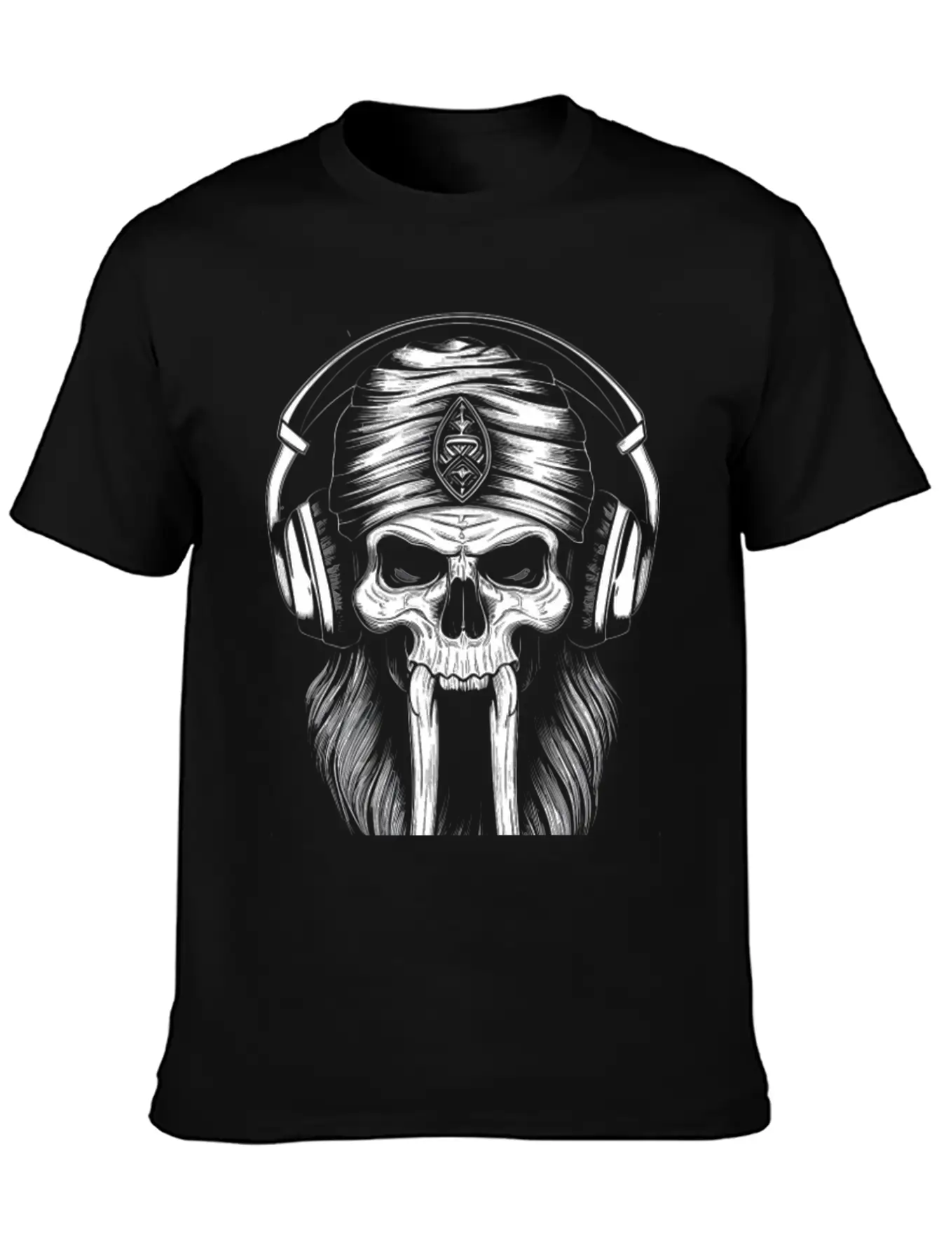 Viking Vintage Skull Beard With Headphone Basic Graphic T-Shirt ¨C Daily Comfort In Soft Cotton