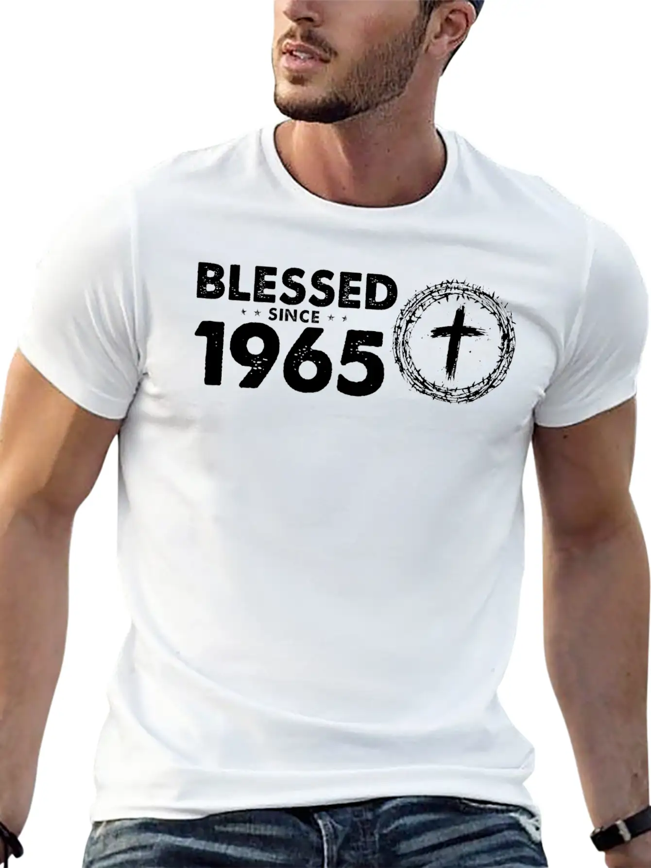 Vintage 59th Birthday - Blessed Since 1965 By Basic Graphic T-Shirt ¨C Daily Comfort In Soft Cotton
