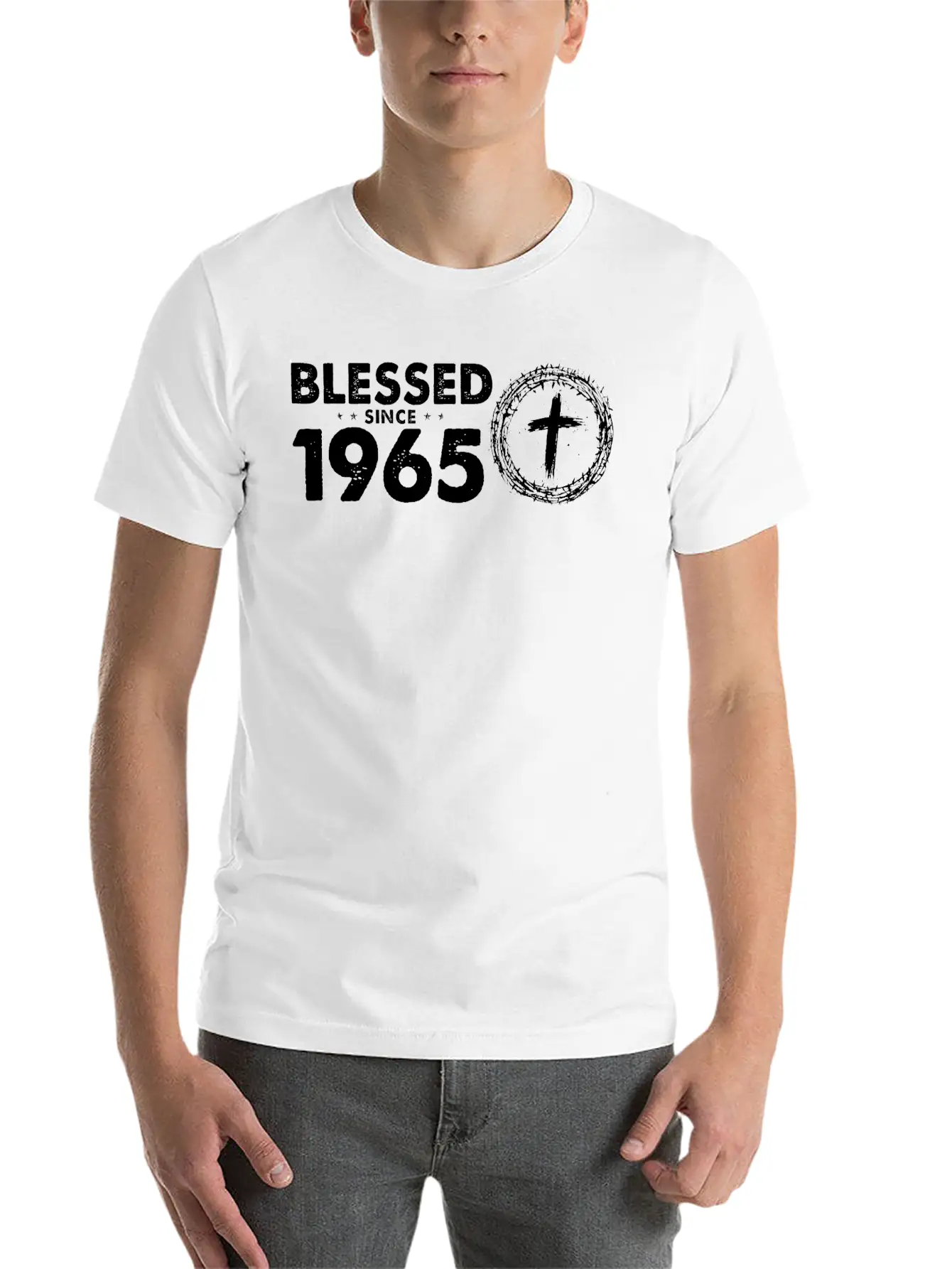 Vintage 59th Birthday - Blessed Since 1965 By Basic Graphic T-Shirt ¨C Daily Comfort In Soft Cotton