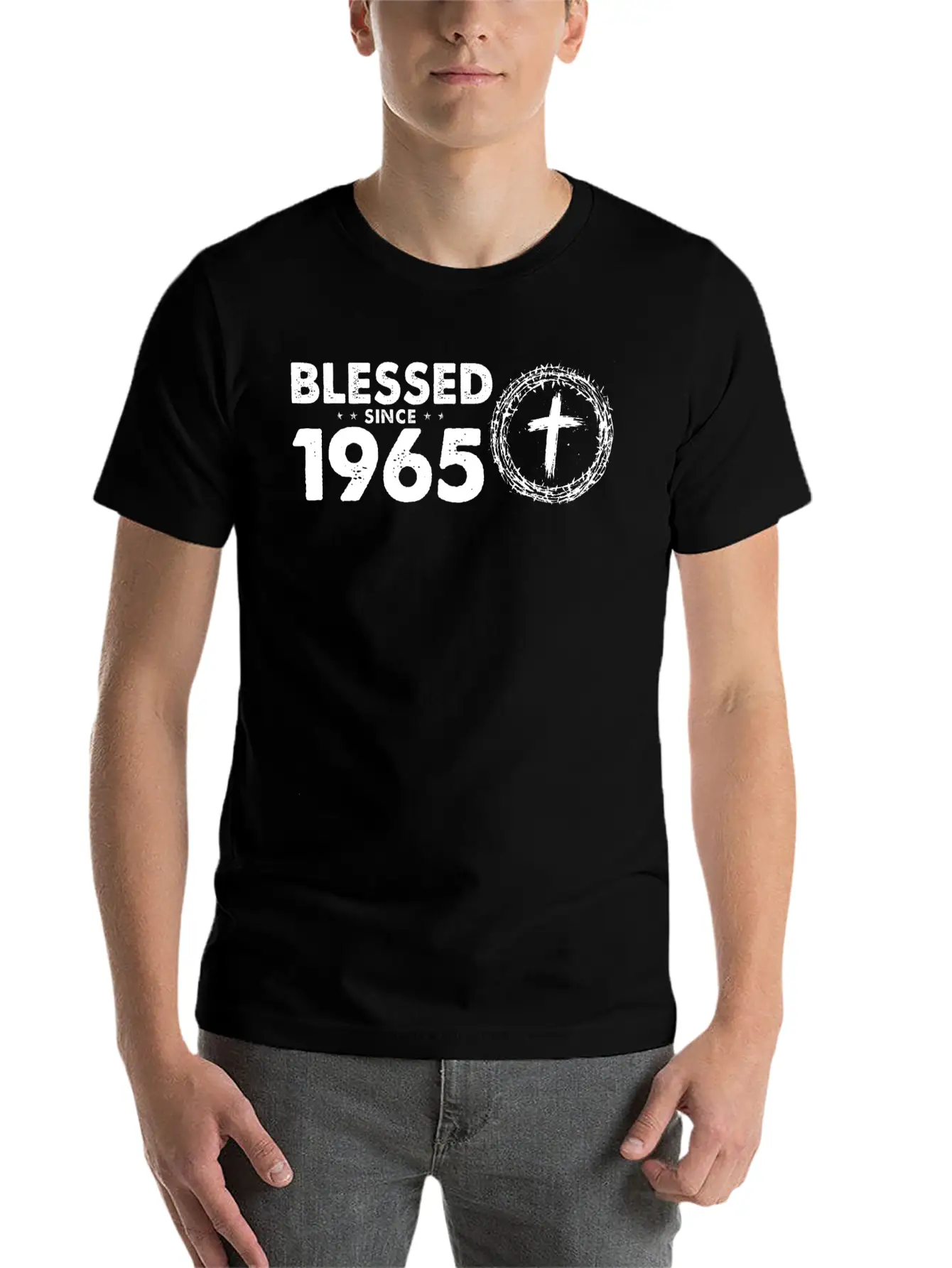 Vintage 59th Birthday - Blessed Since 1965 By Basic Graphic T-Shirt ¨C Daily Comfort In Soft Cotton