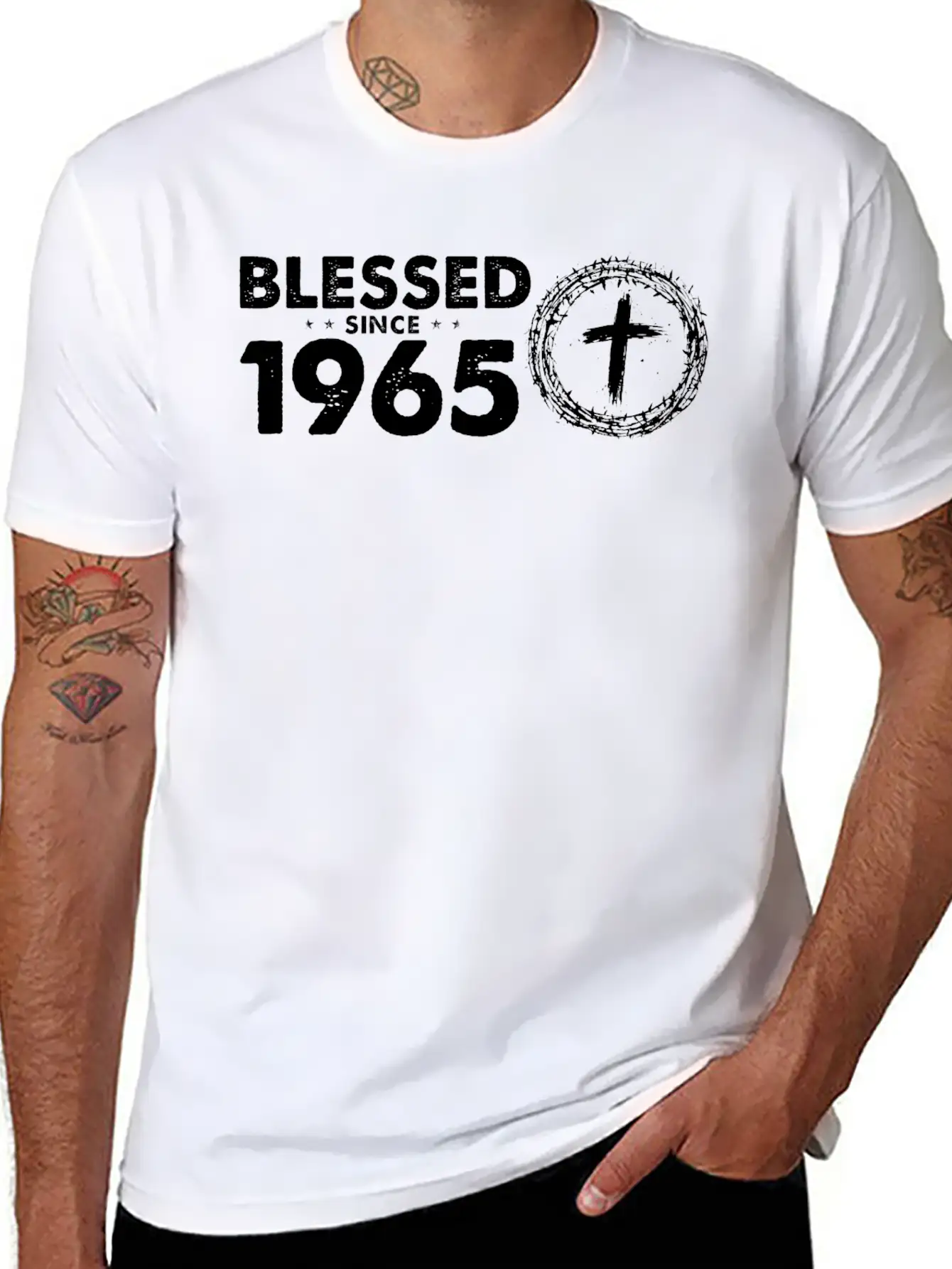 Vintage 59th Birthday - Blessed Since 1965 By Basic Graphic T-Shirt ¨C Daily Comfort In Soft Cotton