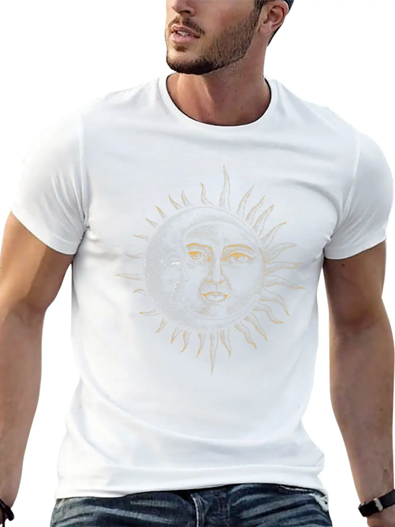 Vintage Astronomy Stars Sun Moon Basic Graphic T-Shirt ¨C Daily Comfort In Soft Cotton
