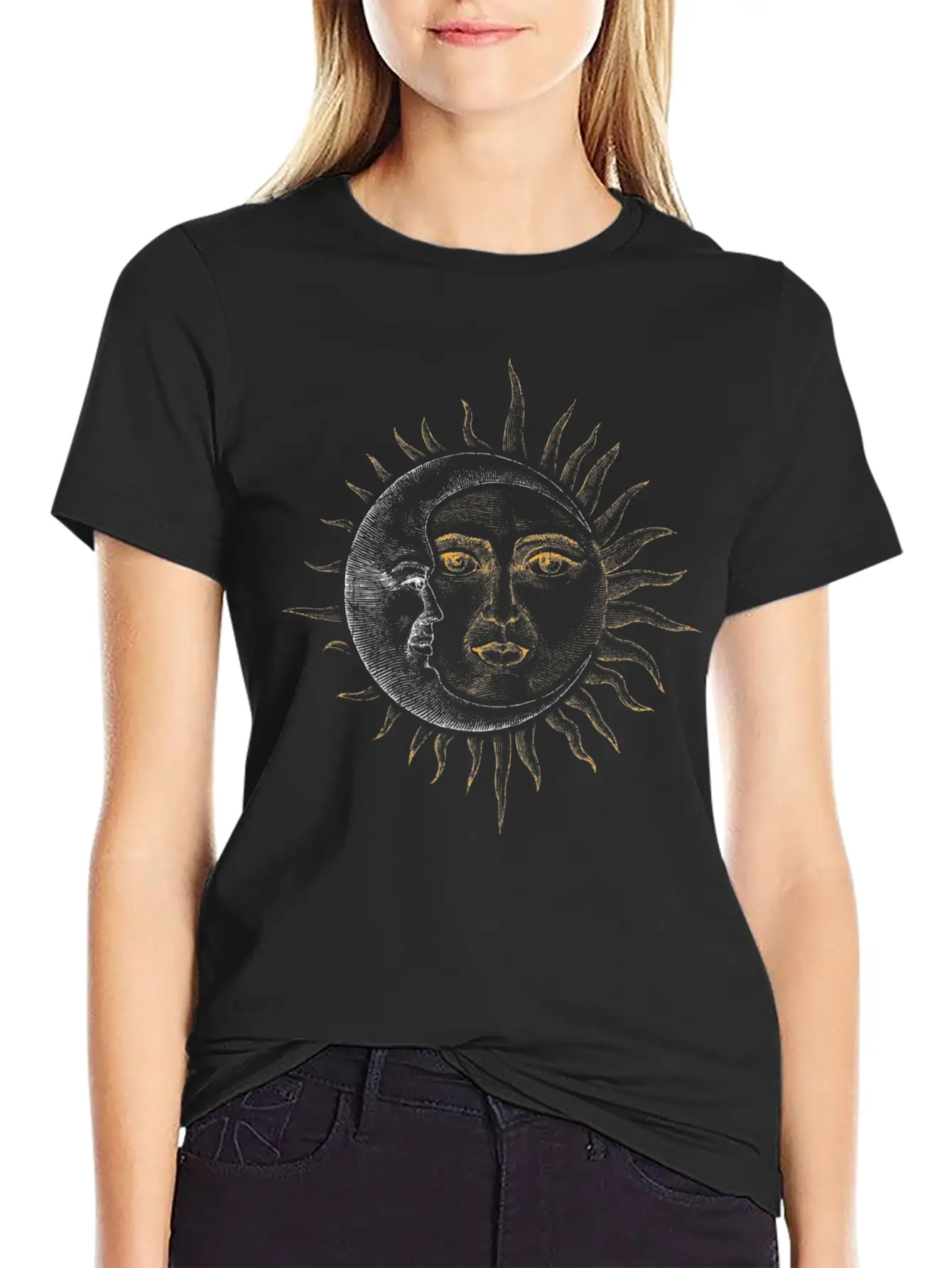 Vintage Astronomy Stars Sun Moon Basic Graphic T-Shirt ¨C Daily Comfort In Soft Cotton