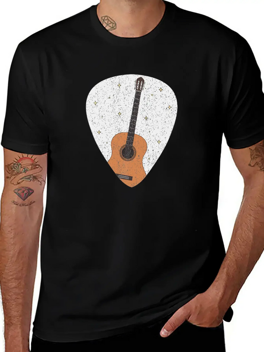 Vintage Music Guitar Pick String Instrument Gift Essential Cotton Tee For Daily Outfits ¨C Unisex Style