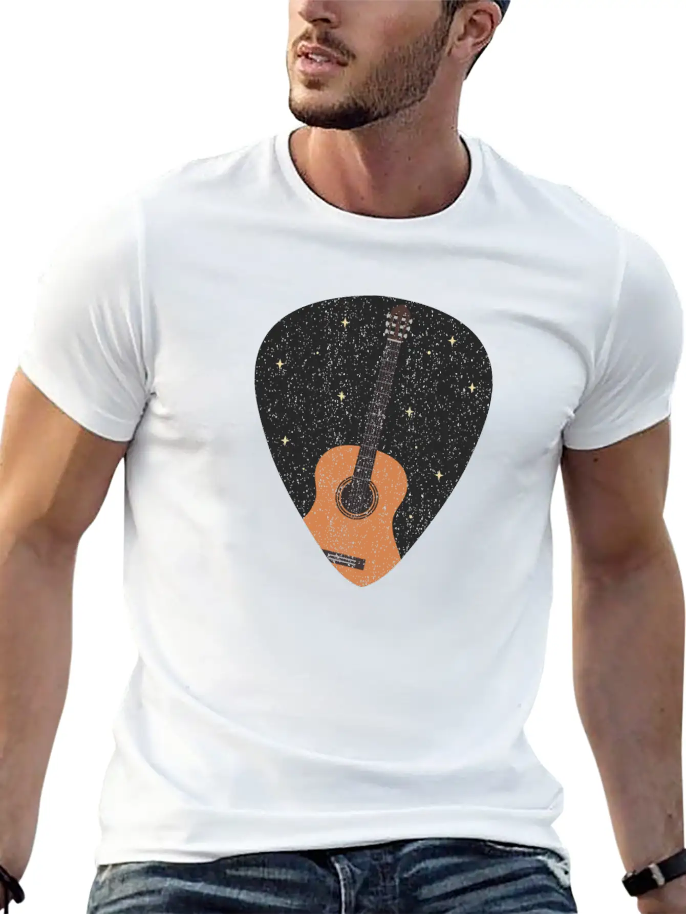 Vintage Music Guitar Pick String Instrument Gift Essential Cotton Tee For Daily Outfits ¨C Unisex Style